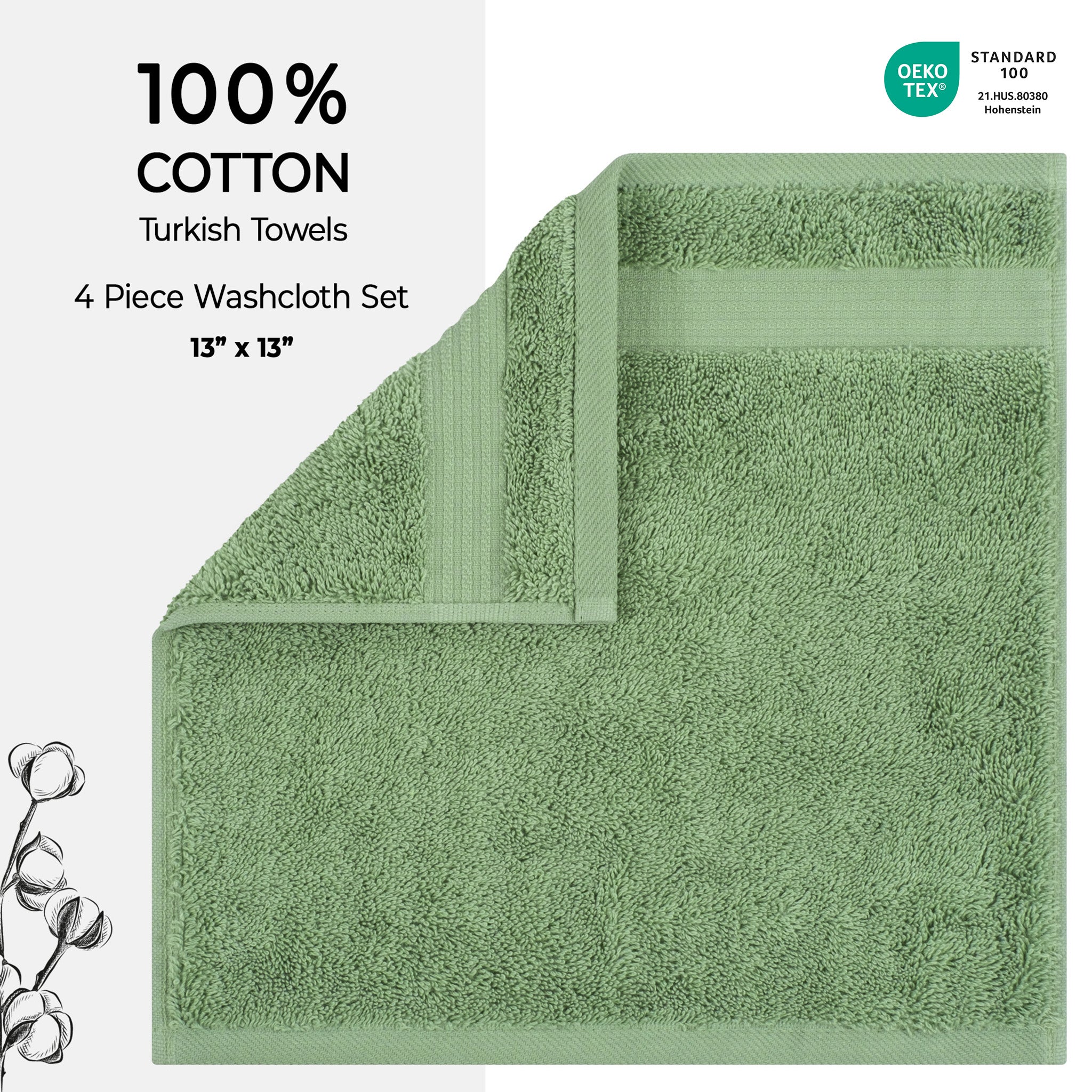 American-softlinen Bekos 100% Cotton Turkish 4-Piece Washcloth Towel Sets, Wholesale Luxury Towels