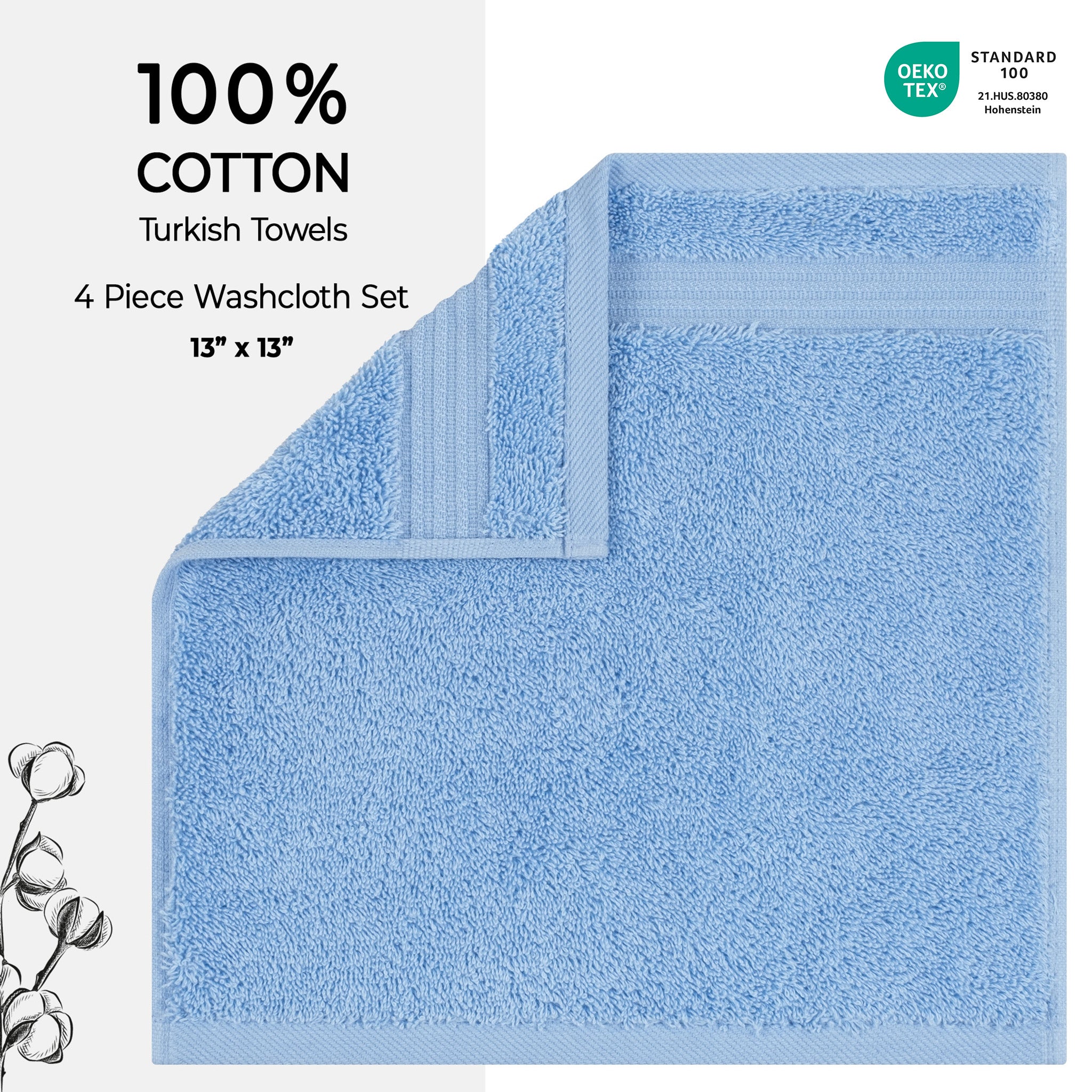 American-softlinen Bekos 100% Cotton Turkish 4-Piece Washcloth Towel Sets, Wholesale Luxury Towels