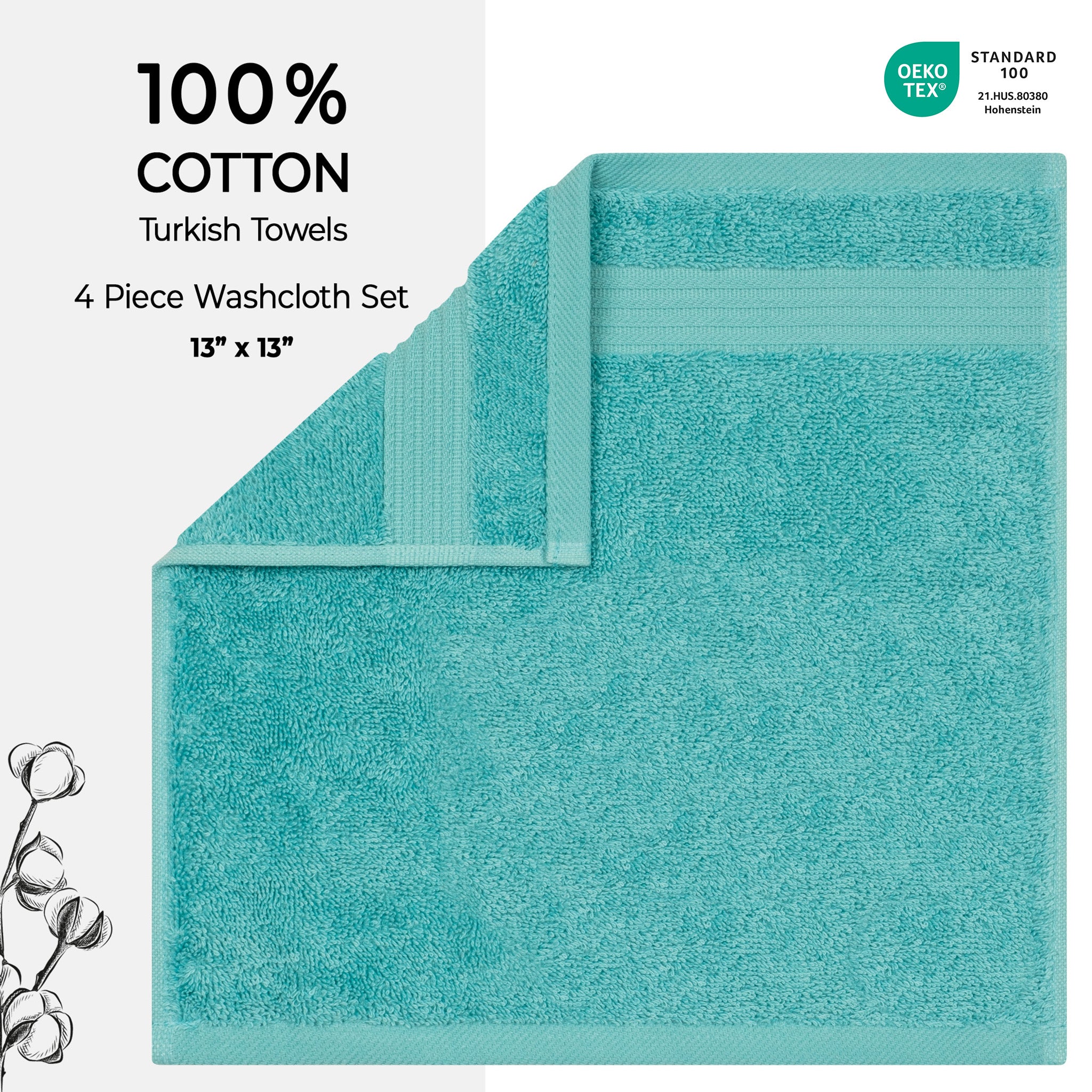 American-softlinen Bekos 100% Cotton Turkish 4-Piece Washcloth Towel Sets, Wholesale Luxury Towels