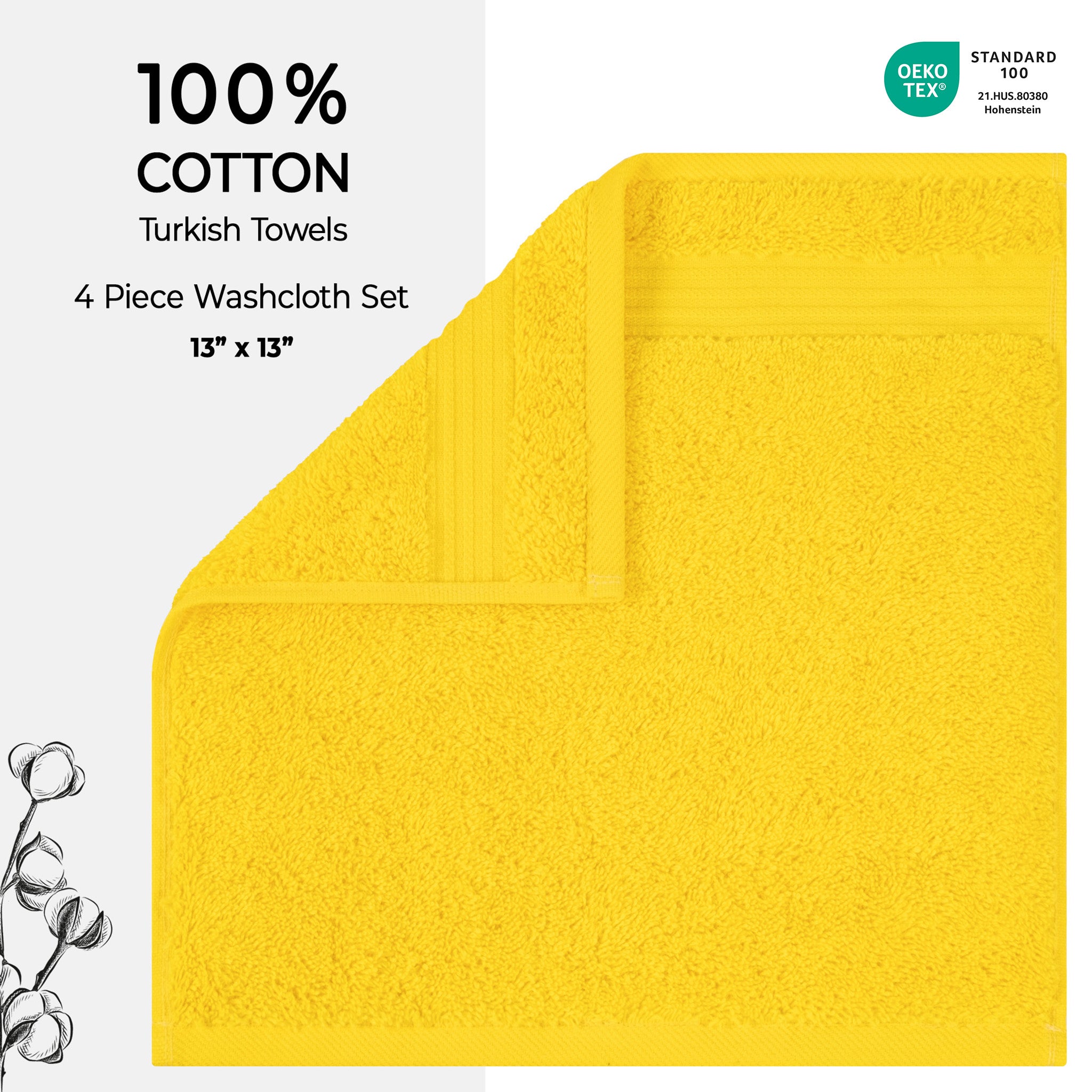 American-softlinen Bekos 100% Cotton Turkish 4-Piece Washcloth Towel Sets, Wholesale Luxury Towels