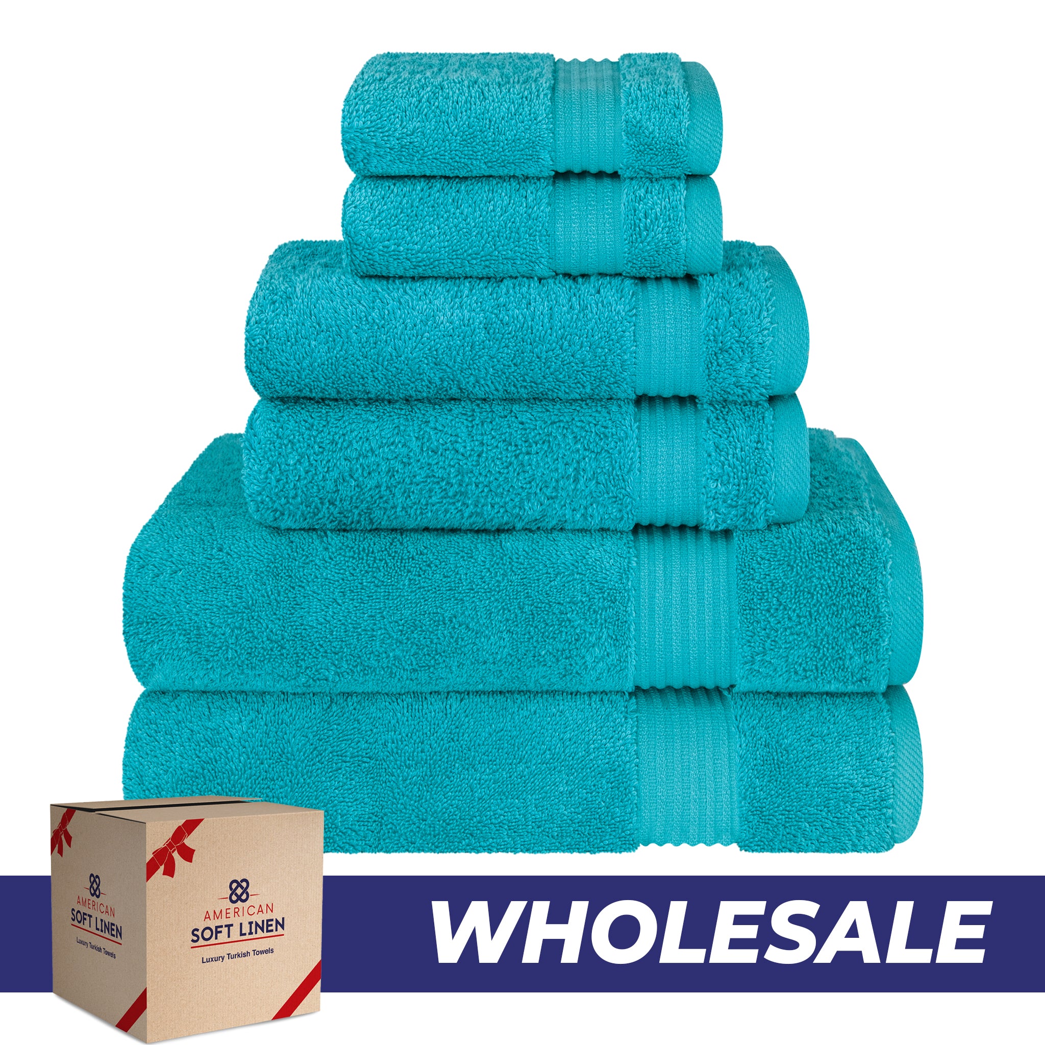 American-softlinen Bekos 100% Cotton 6-Piece Turkish Bath Towel Sets, Wholesale Luxury Bath Towels