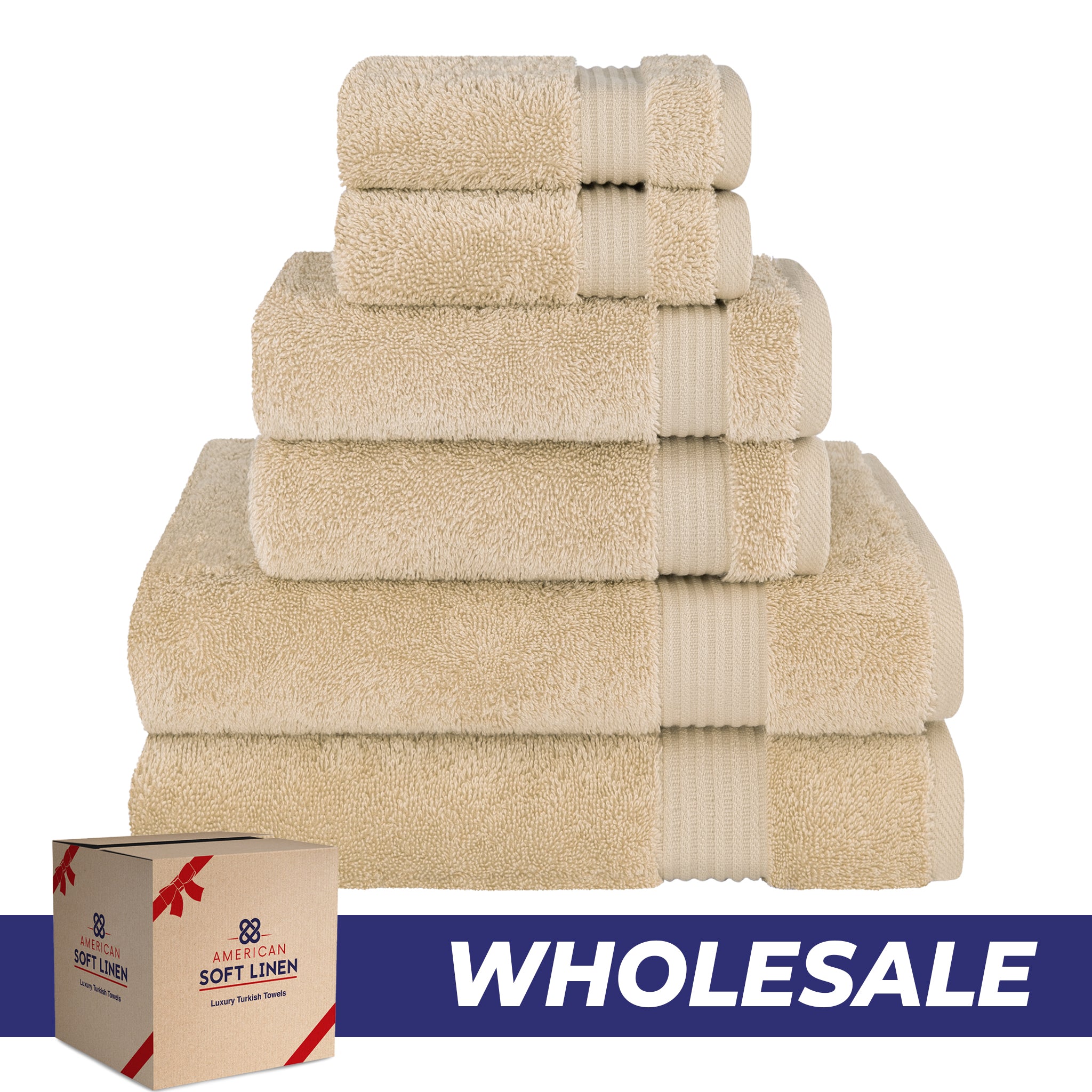American-softlinen Bekos 100% Cotton 6-Piece Turkish Bath Towel Sets, Wholesale Luxury Bath Towels