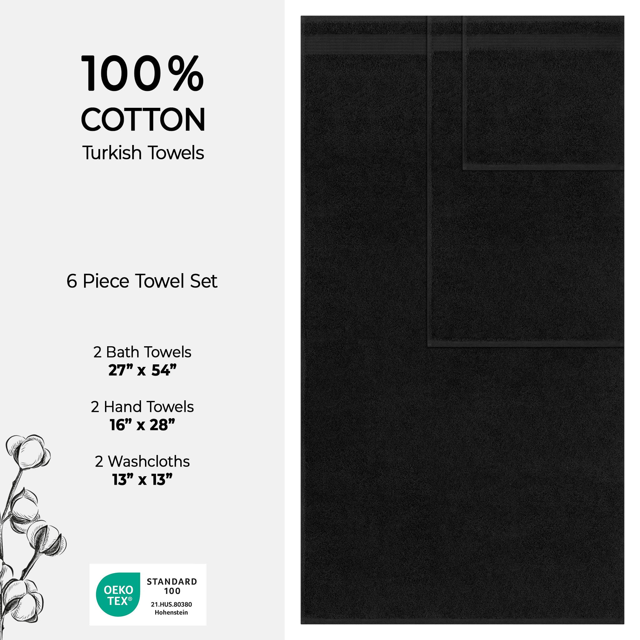 American-softlinen Bekos 100% Cotton 6-Piece Turkish Bath Towel Sets, Wholesale Luxury Bath Towels