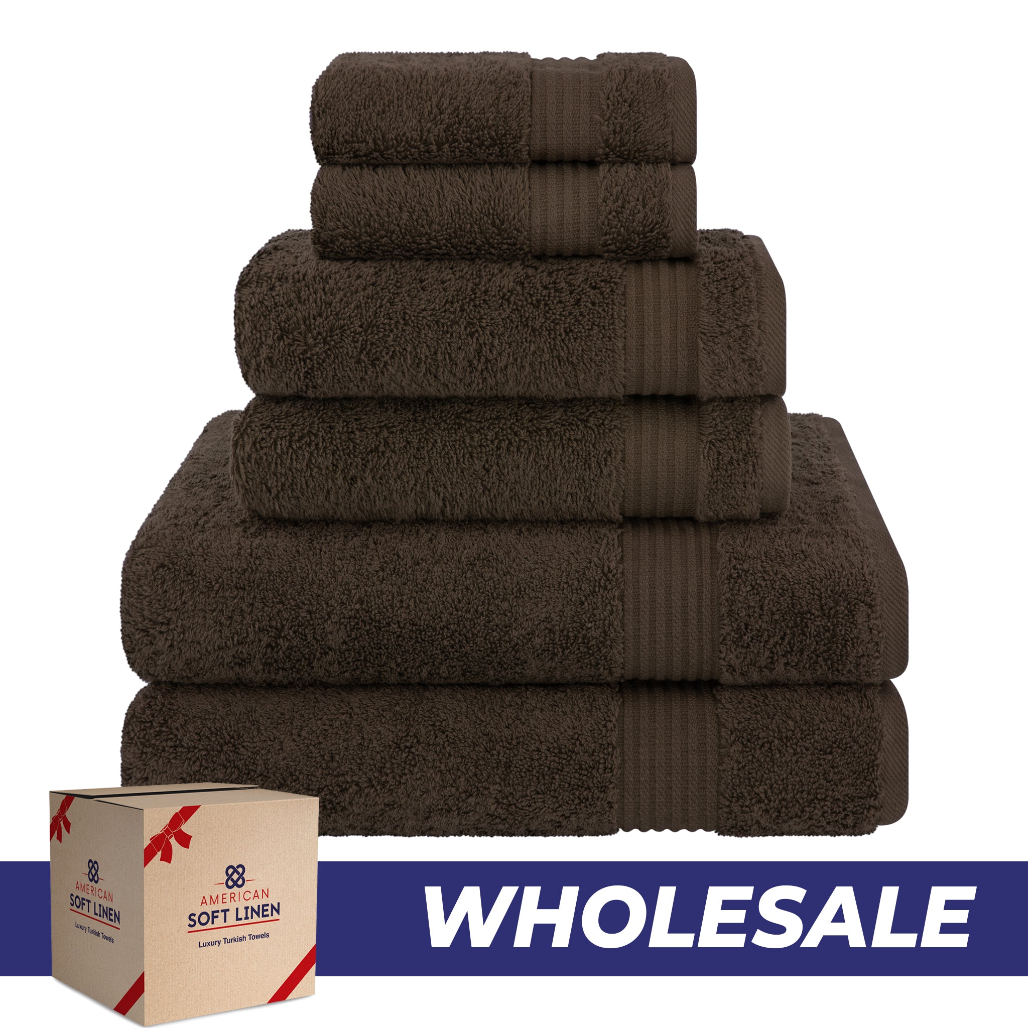 American-softlinen Bekos 100% Cotton 6-Piece Turkish Bath Towel Sets, Wholesale Luxury Bath Towels