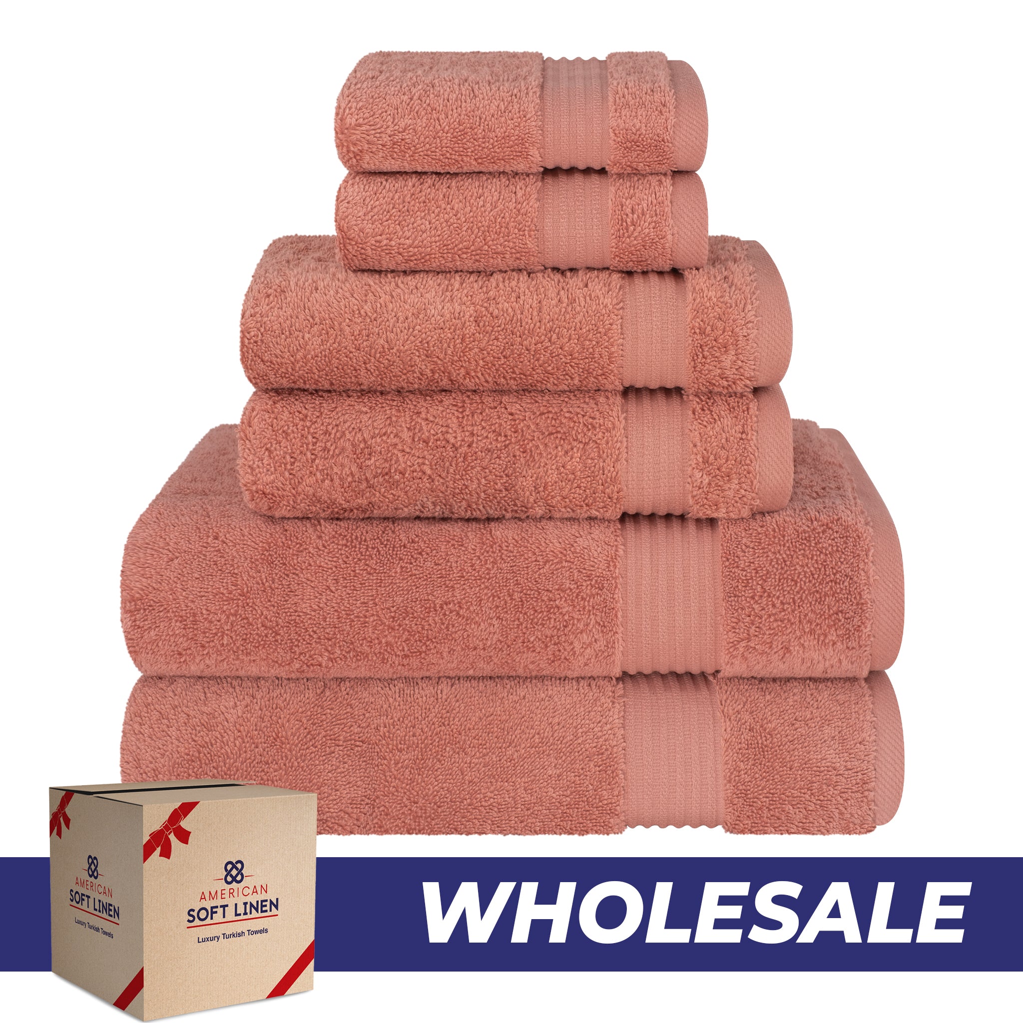 American-softlinen Bekos 100% Cotton 6-Piece Turkish Bath Towel Sets, Wholesale Luxury Bath Towels