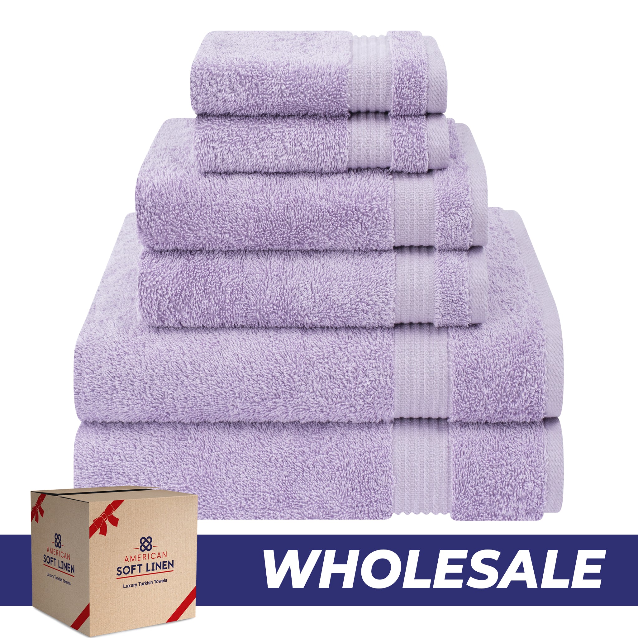 American-softlinen Bekos 100% Cotton 6-Piece Turkish Bath Towel Sets, Wholesale Luxury Bath Towels