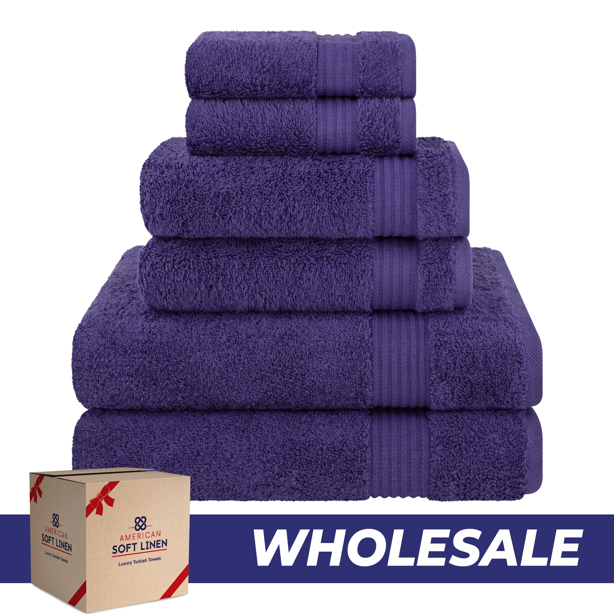 American-softlinen Bekos 100% Cotton 6-Piece Turkish Bath Towel Sets, Wholesale Luxury Bath Towels