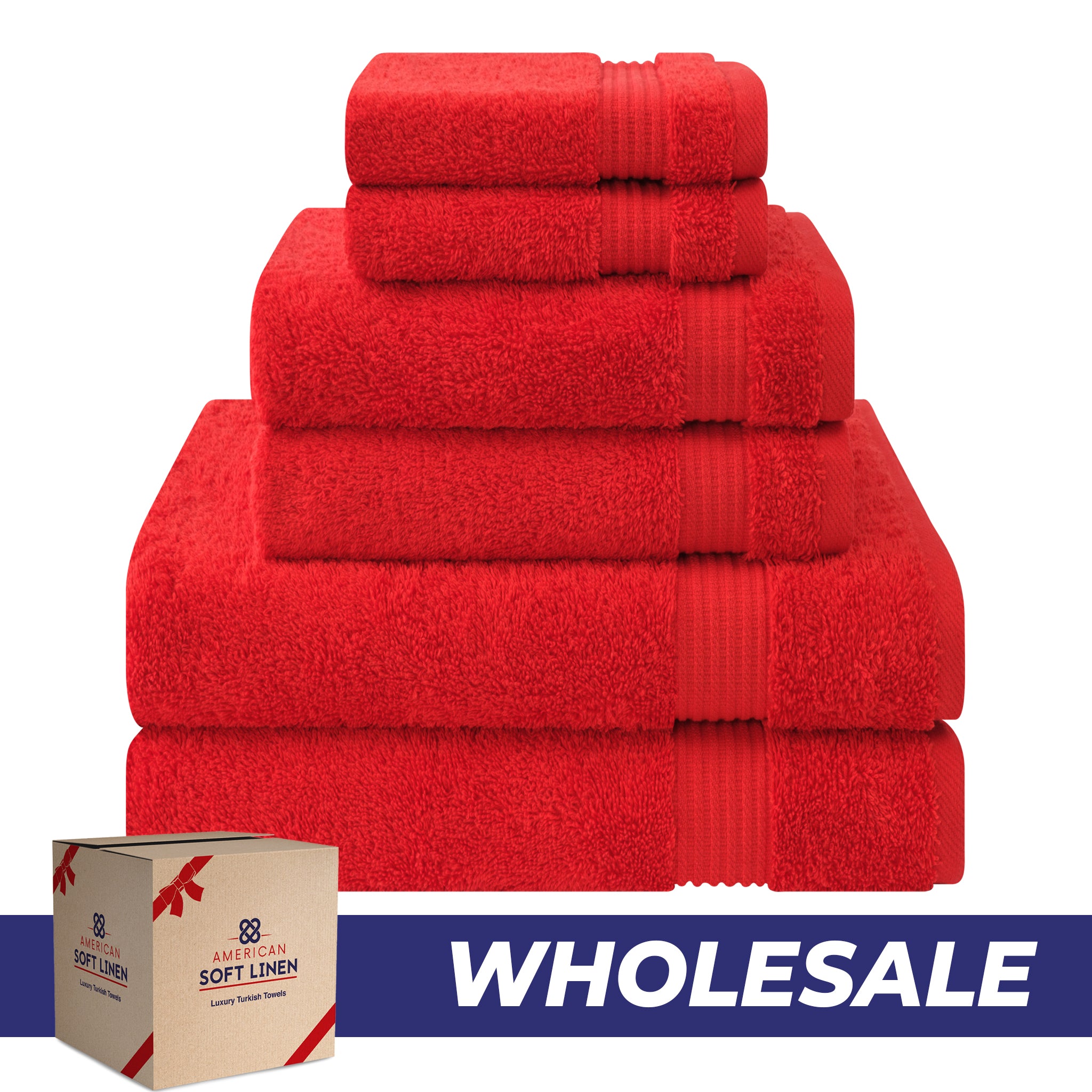 American-softlinen Bekos 100% Cotton 6-Piece Turkish Bath Towel Sets, Wholesale Luxury Bath Towels