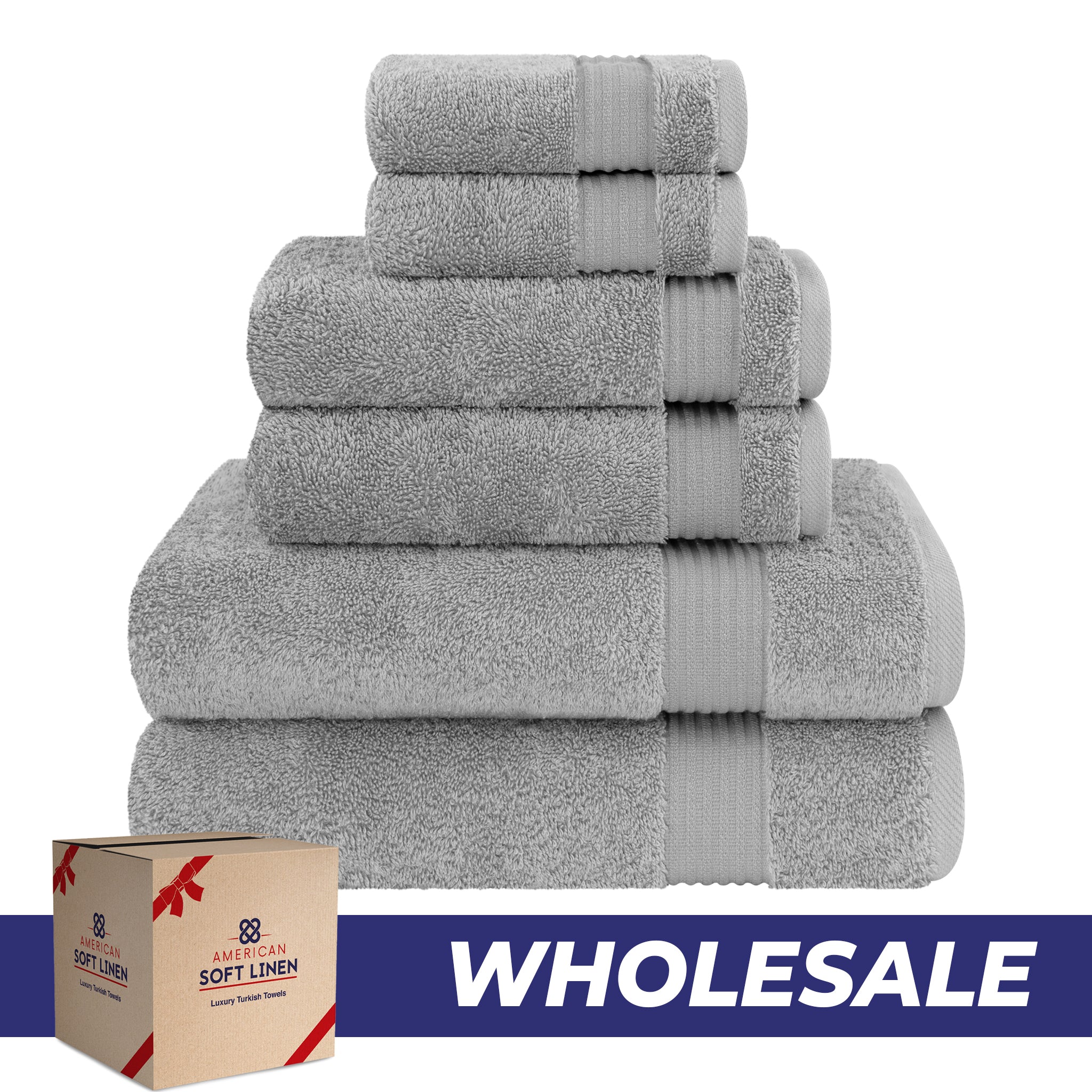 American-softlinen Bekos 100% Cotton 6-Piece Turkish Bath Towel Sets, Wholesale Luxury Bath Towels