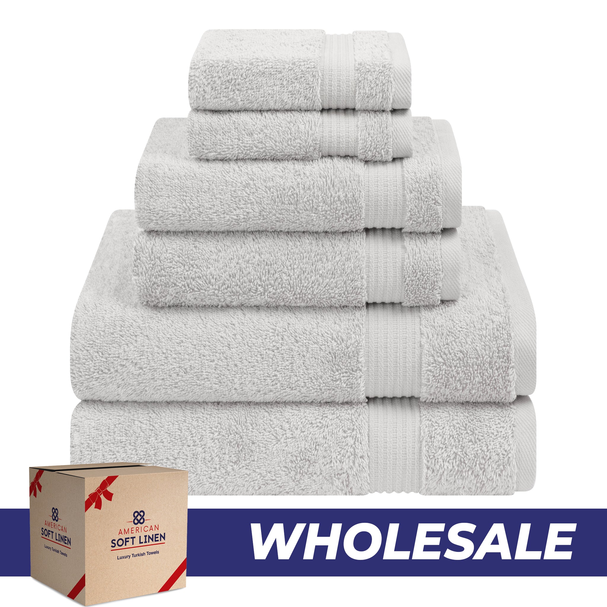 American-softlinen Bekos 100% Cotton 6-Piece Turkish Bath Towel Sets, Wholesale Luxury Bath Towels