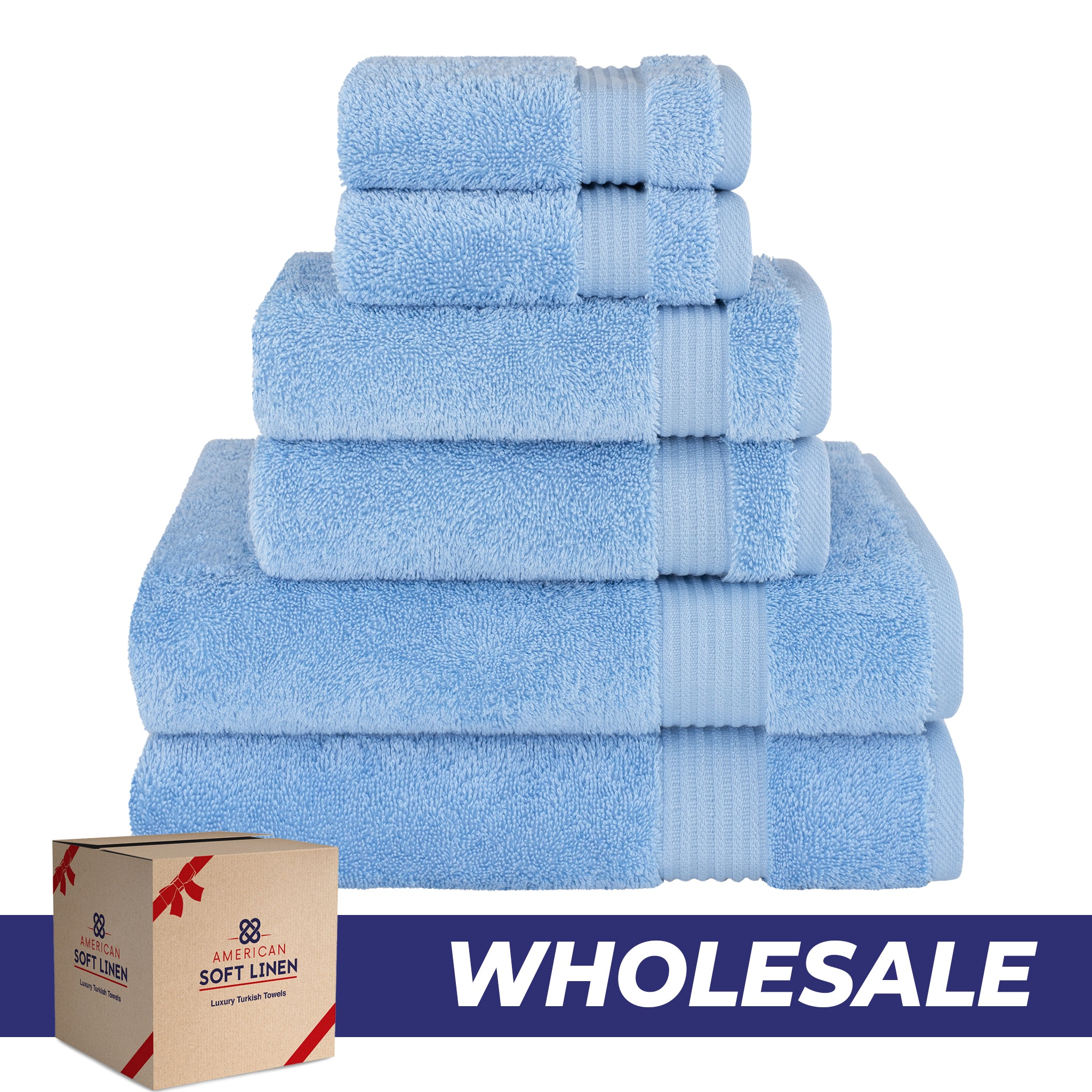 American-softlinen Bekos 100% Cotton 6-Piece Turkish Bath Towel Sets, Wholesale Luxury Bath Towels