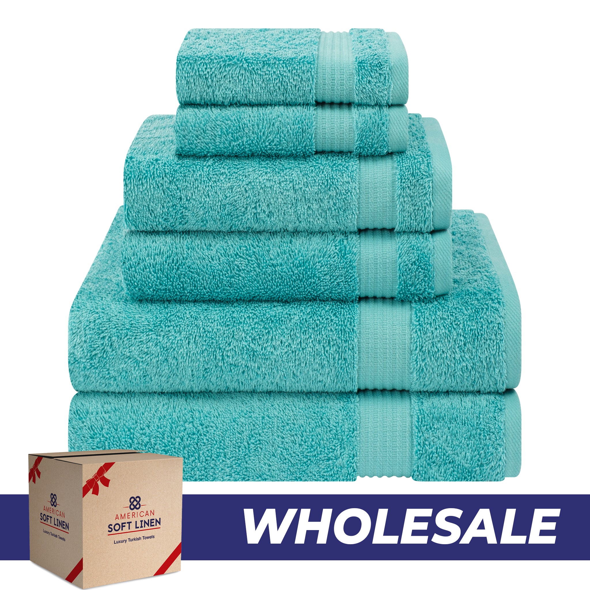American-softlinen Bekos 100% Cotton 6-Piece Turkish Bath Towel Sets, Wholesale Luxury Bath Towels