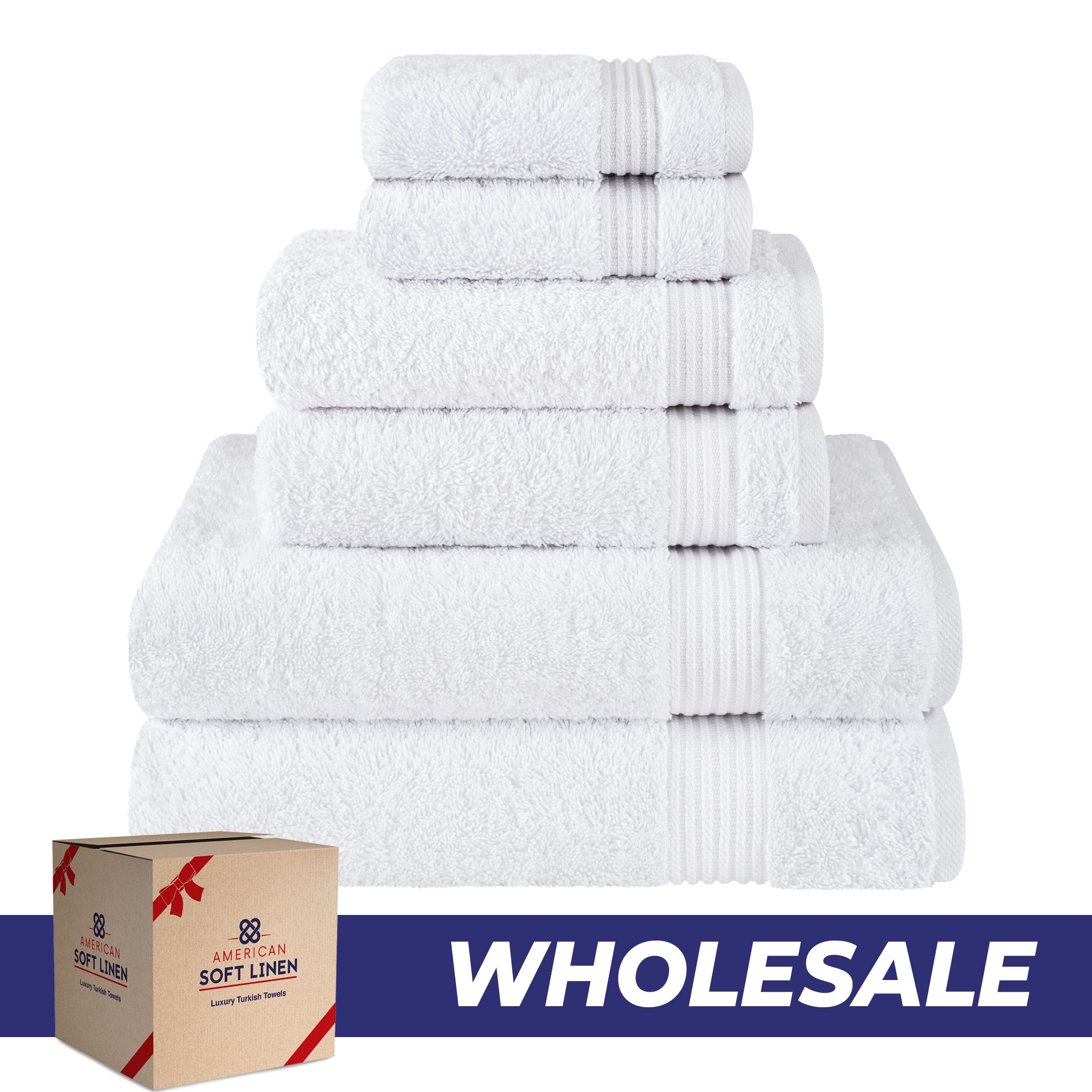 American-softlinen Bekos 100% Cotton 6-Piece Turkish Bath Towel Sets, Wholesale Luxury Bath Towels