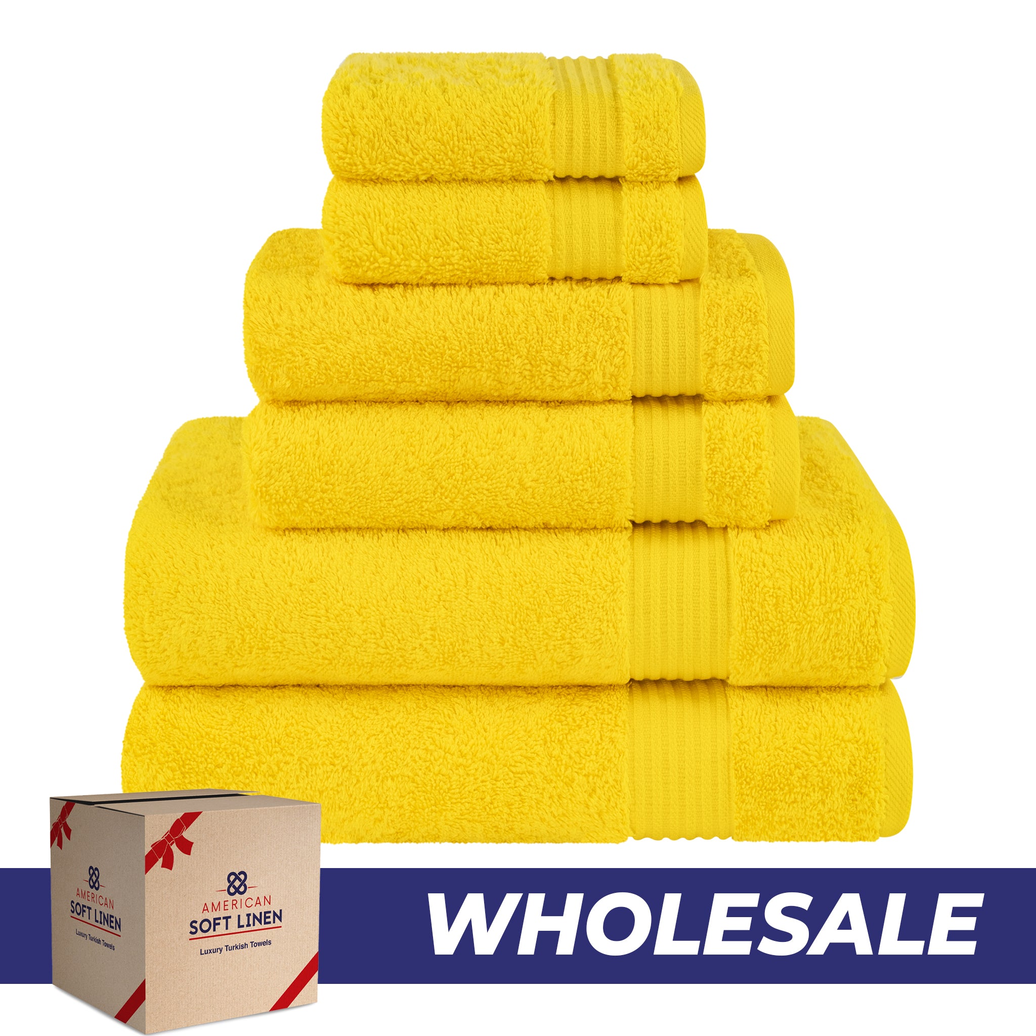 American-softlinen Bekos 100% Cotton 6-Piece Turkish Bath Towel Sets, Wholesale Luxury Bath Towels