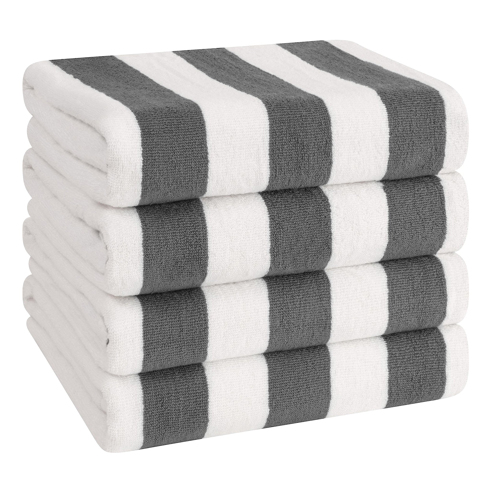 American Soft Linen, Premium Cotton 4 Pack Beach Towels, 30" x 60" Cabana Striped Pool Towels