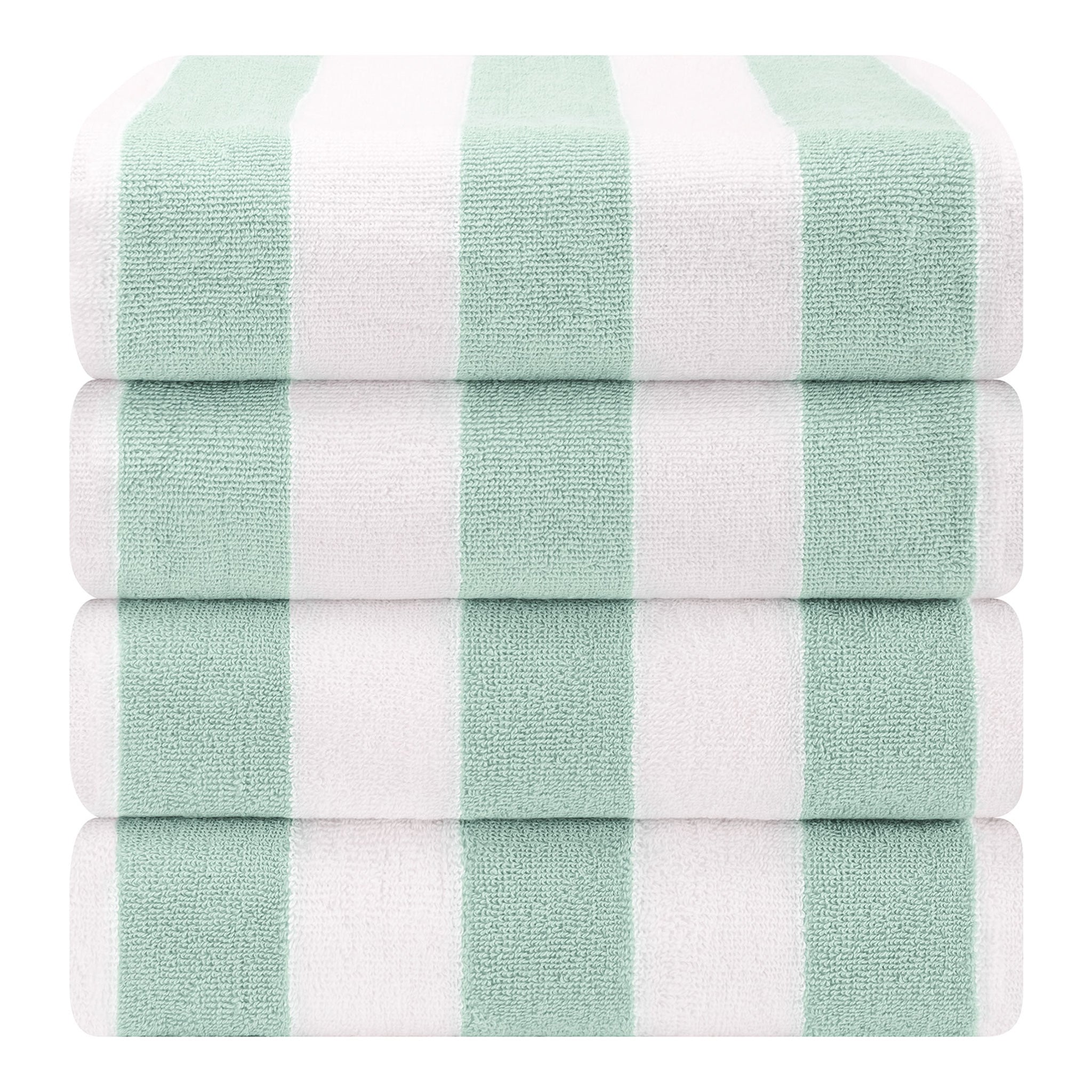 American Soft Linen, Premium Cotton 4 Pack Beach Towels, 30" x 60" Cabana Striped Pool Towels