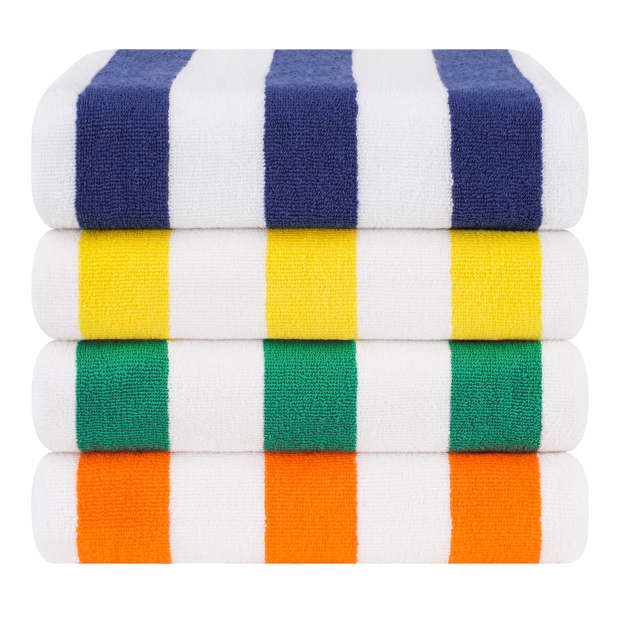 American Soft Linen, Premium Cotton 4 Pack Beach Towels, 30" x 60" Cabana Striped Pool Towels