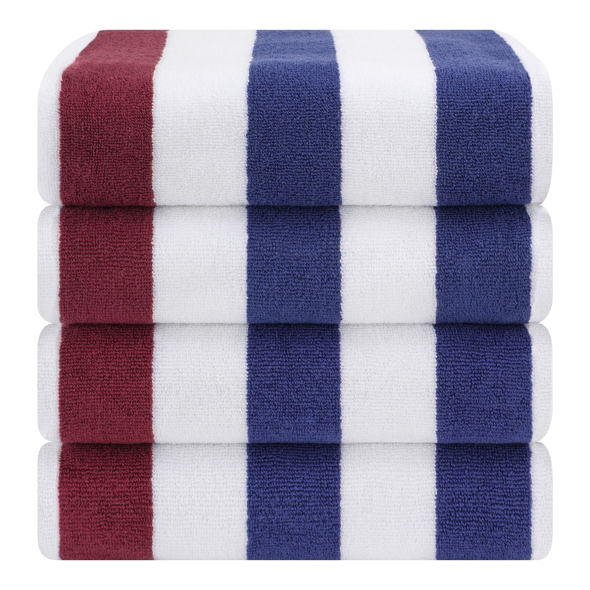 American Soft Linen, Premium Cotton 4 Pack Beach Towels, 30" x 60" Cabana Striped Pool Towels
