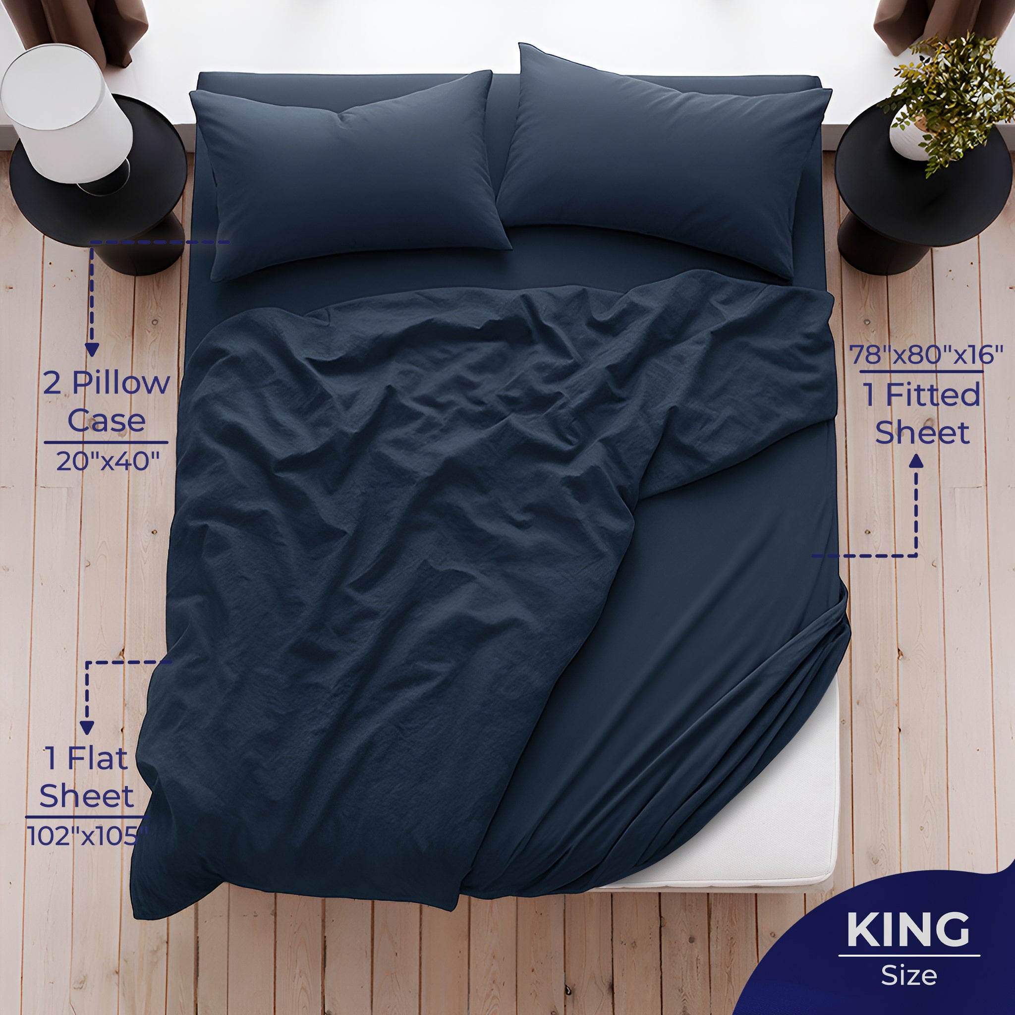 American-softlinen Luxury 100% Cotton Sateen Weave Sheets Set - Premium Bed Sheet Sets