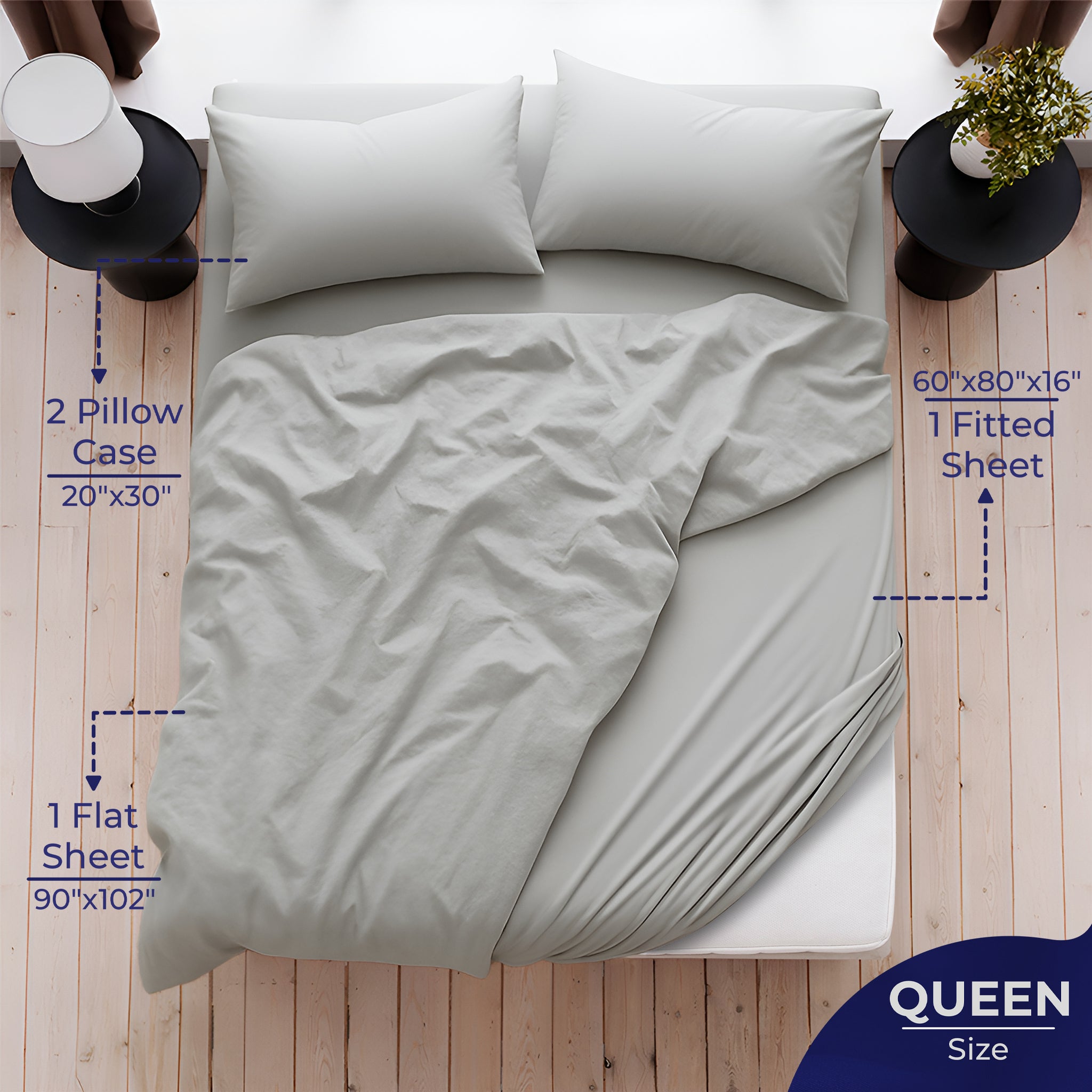 American-softlinen Luxury 100% Cotton Sateen Weave Sheets Set - Premium Bed Sheet Sets