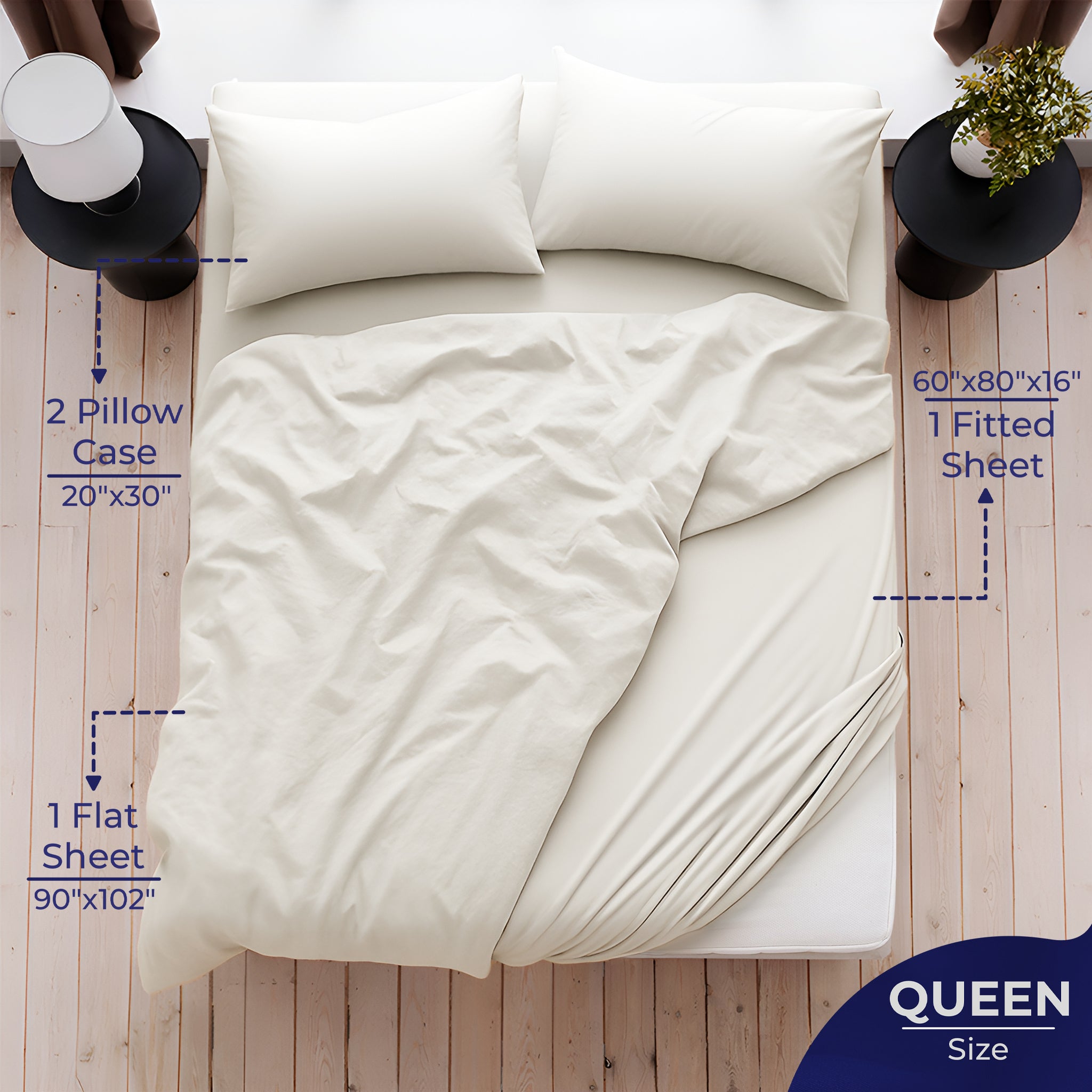 American-softlinen Luxury 100% Cotton Sateen Weave Sheets Set - Premium Bed Sheet Sets