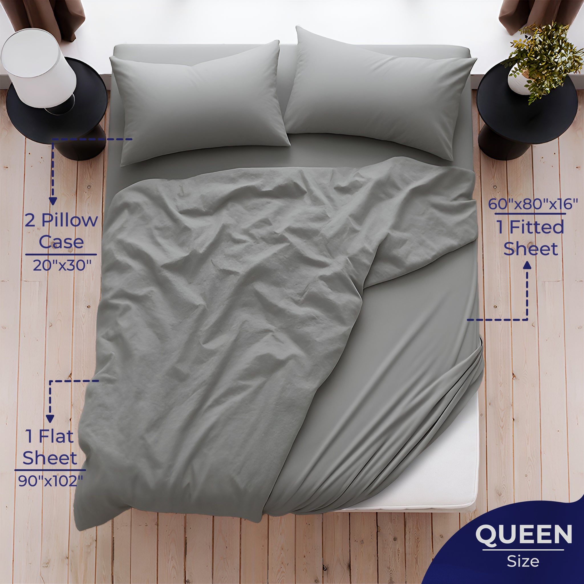 American-softlinen Luxury 100% Cotton Sateen Weave Sheets Set - Premium Bed Sheet Sets