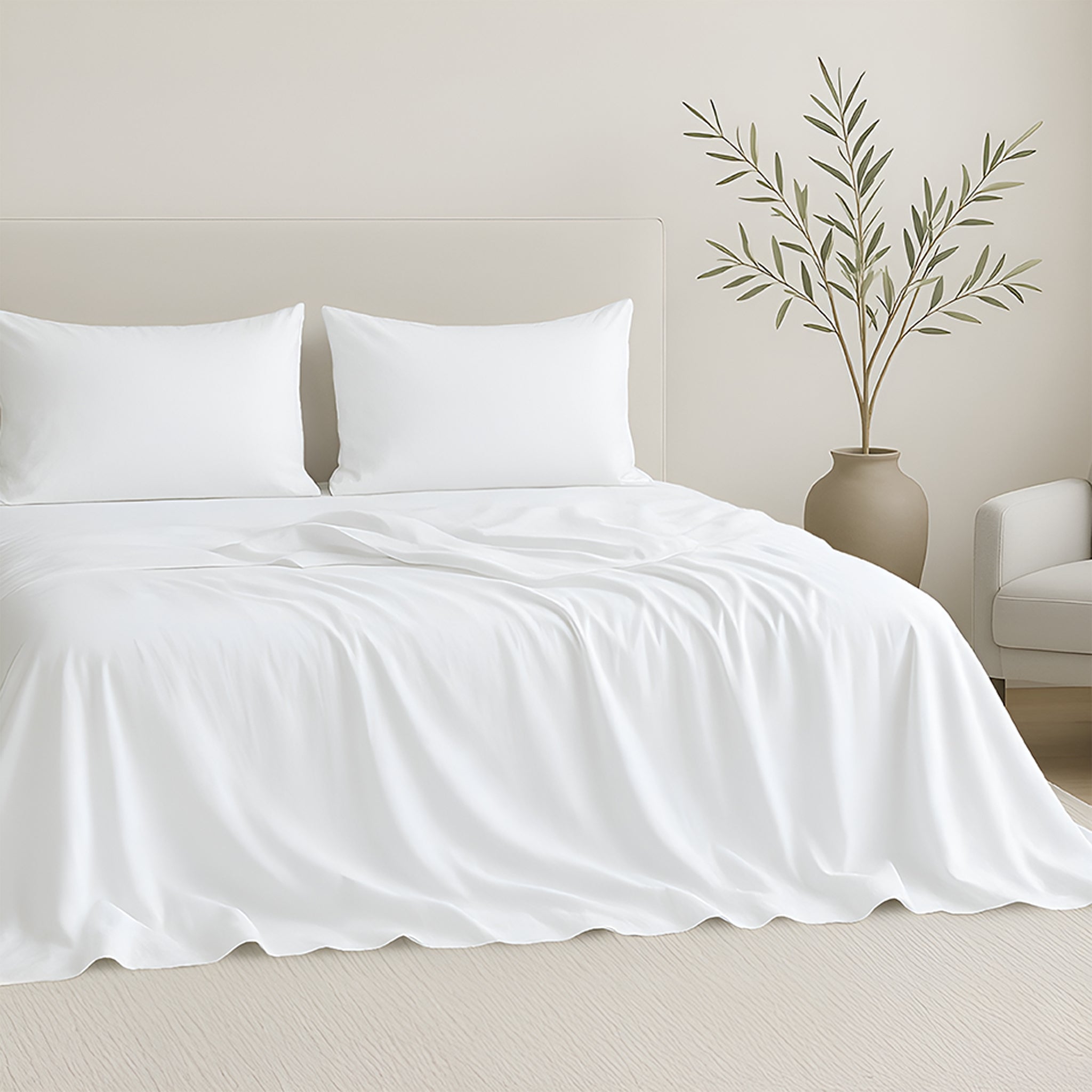 American-softlinen Luxury 100% Cotton Sateen Weave Sheets Set - Premium Bed Sheet Sets