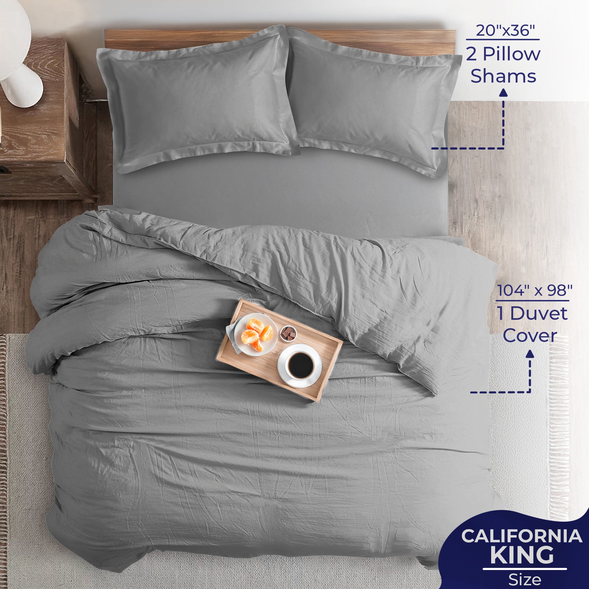American-softlinen Luxury 100% Cotton Sateen Weave Duvet Cover Set, 1 Duvet Cover and 2 Pillow Shams, Machine Washable 3 Piece Bedding Sets