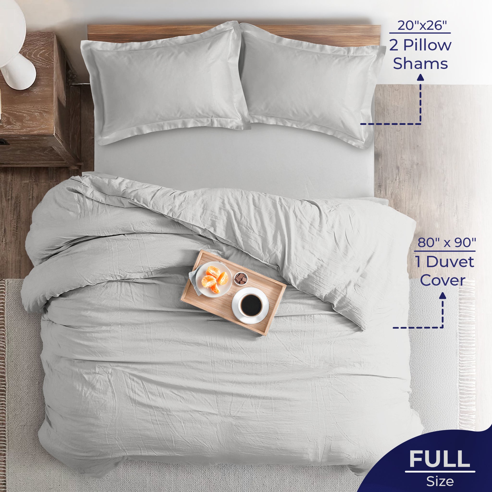 American-softlinen Luxury 100% Cotton Sateen Weave Duvet Cover Set, 1 Duvet Cover and 2 Pillow Shams, Machine Washable 3 Piece Bedding Sets