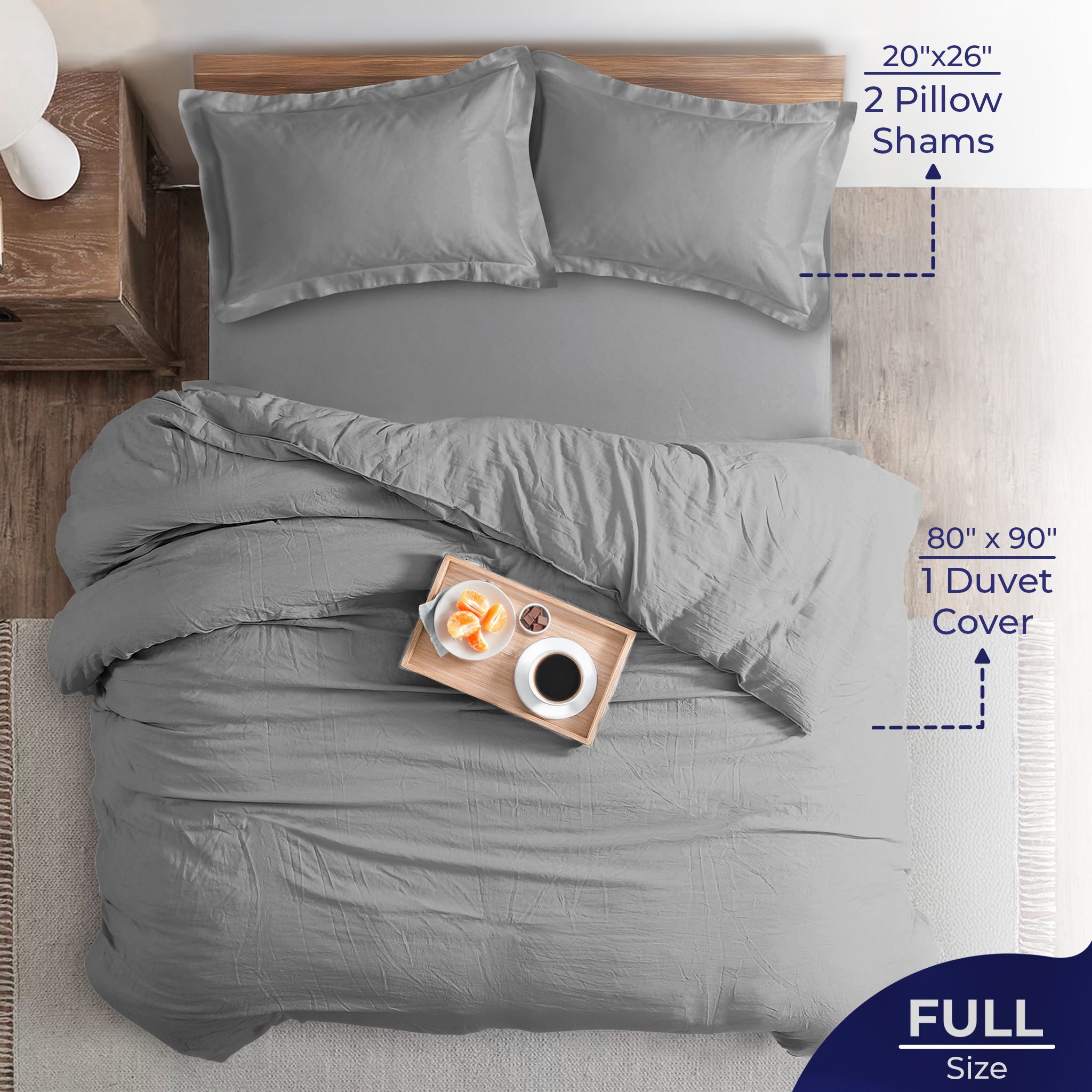 American-softlinen Luxury 100% Cotton Sateen Weave Duvet Cover Set, 1 Duvet Cover and 2 Pillow Shams, Machine Washable 3 Piece Bedding Sets