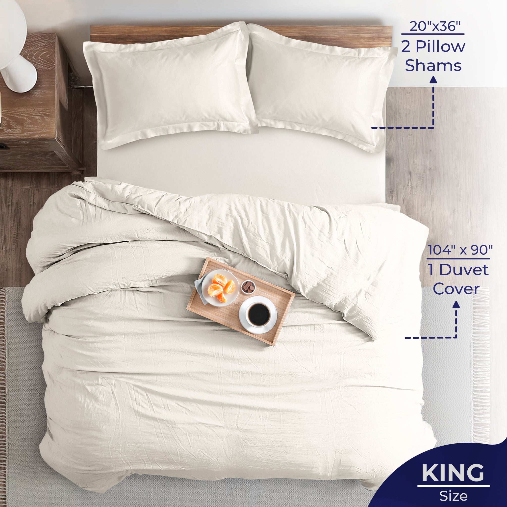 American-softlinen Luxury 100% Cotton Sateen Weave Duvet Cover Set, 1 Duvet Cover and 2 Pillow Shams, Machine Washable 3 Piece Bedding Sets