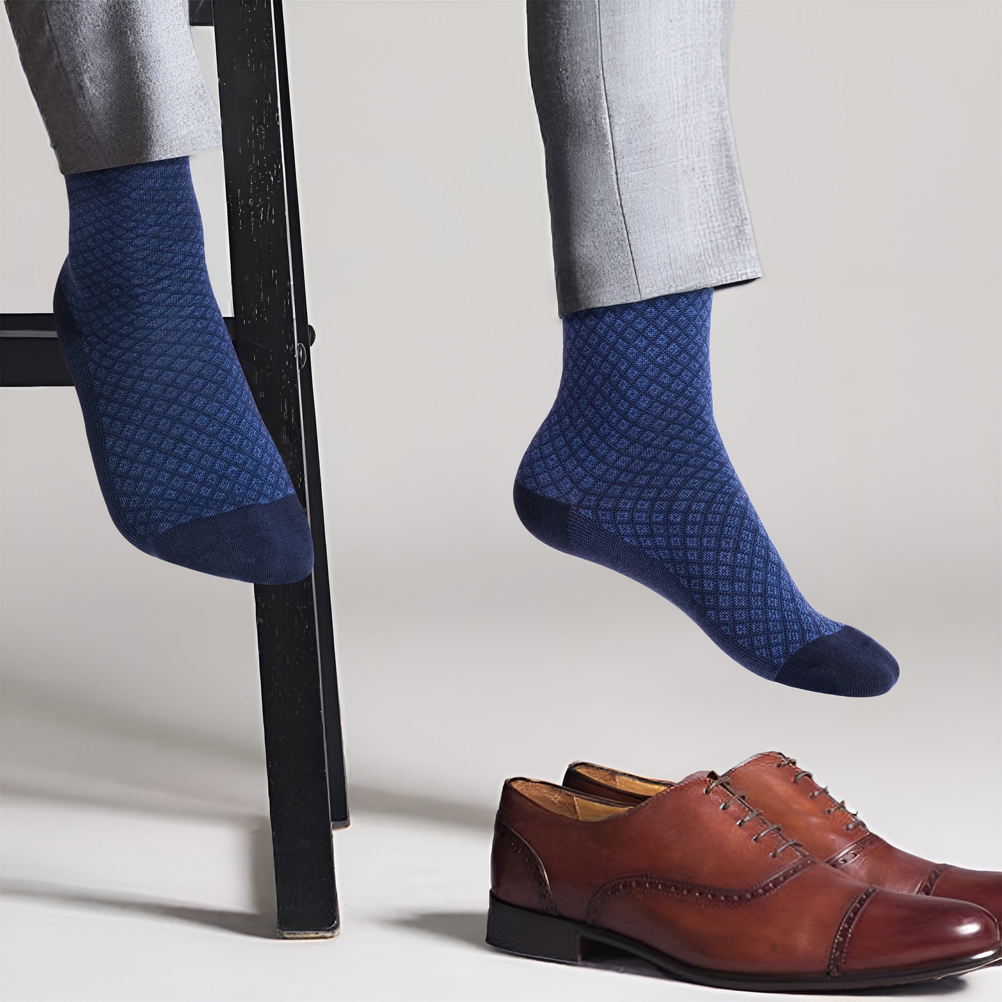 American-softlinen men’s luxury patterned crew dress socks in premium gift box organizer, Mix color,  5 pack black + 5 pack blue