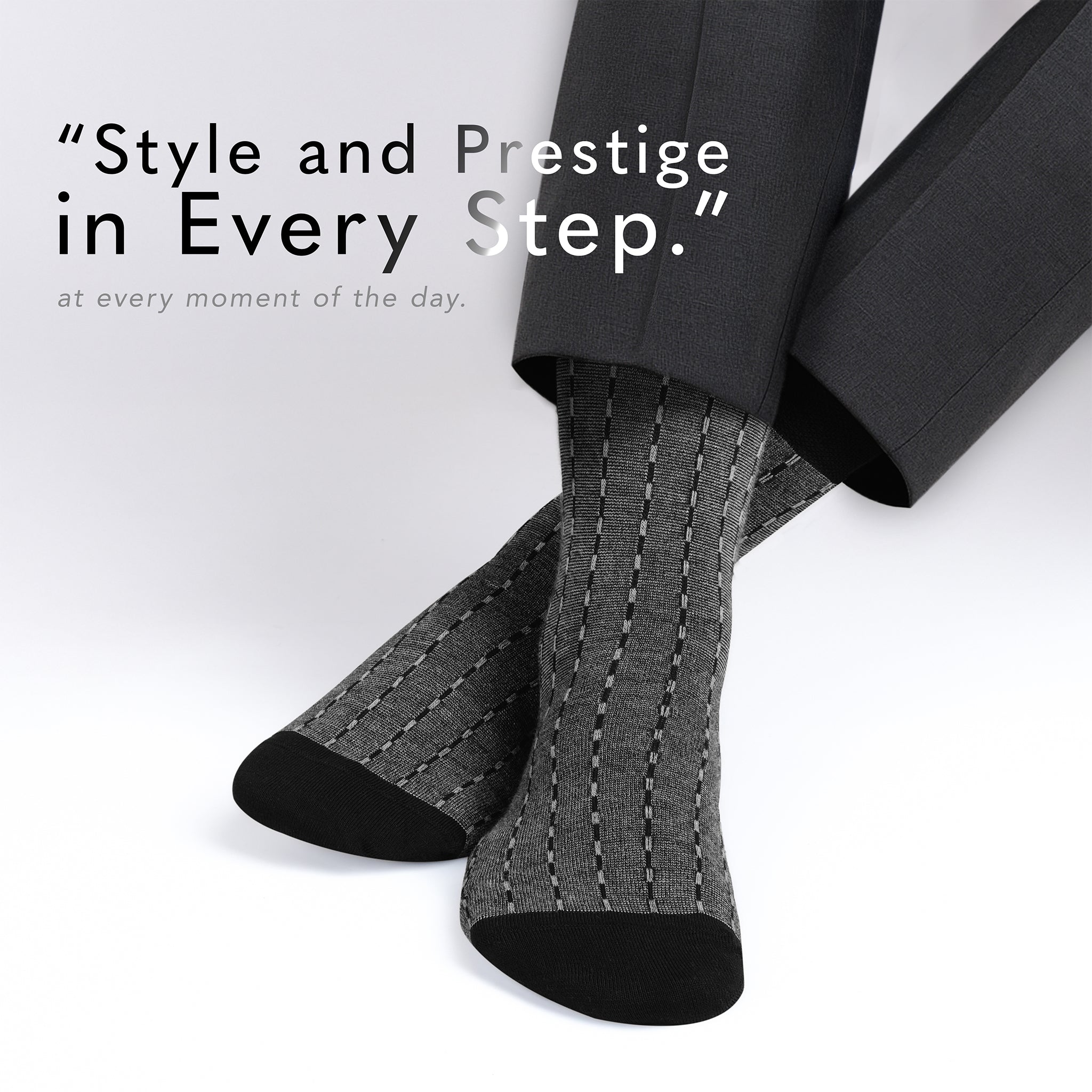 American-softlinen men’s luxury patterned crew dress socks in premium gift box organizer, 5 pack black
