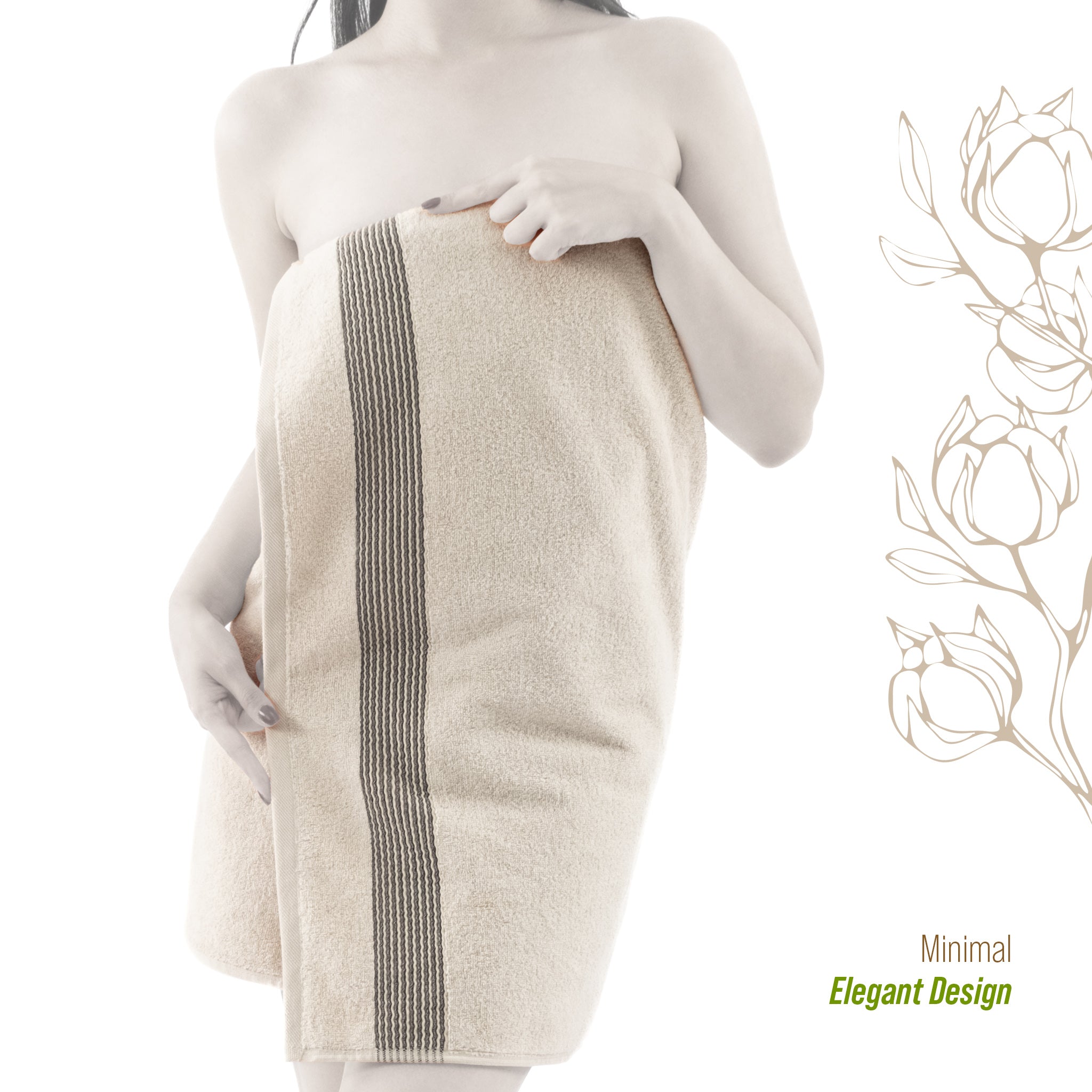 American-softlinen Pleated Collection 100% Combed Cotton Luxury 6 Piece Towel Set, Zero Twist Ultra Soft and Plush 460 GSM Towels for Bathroom