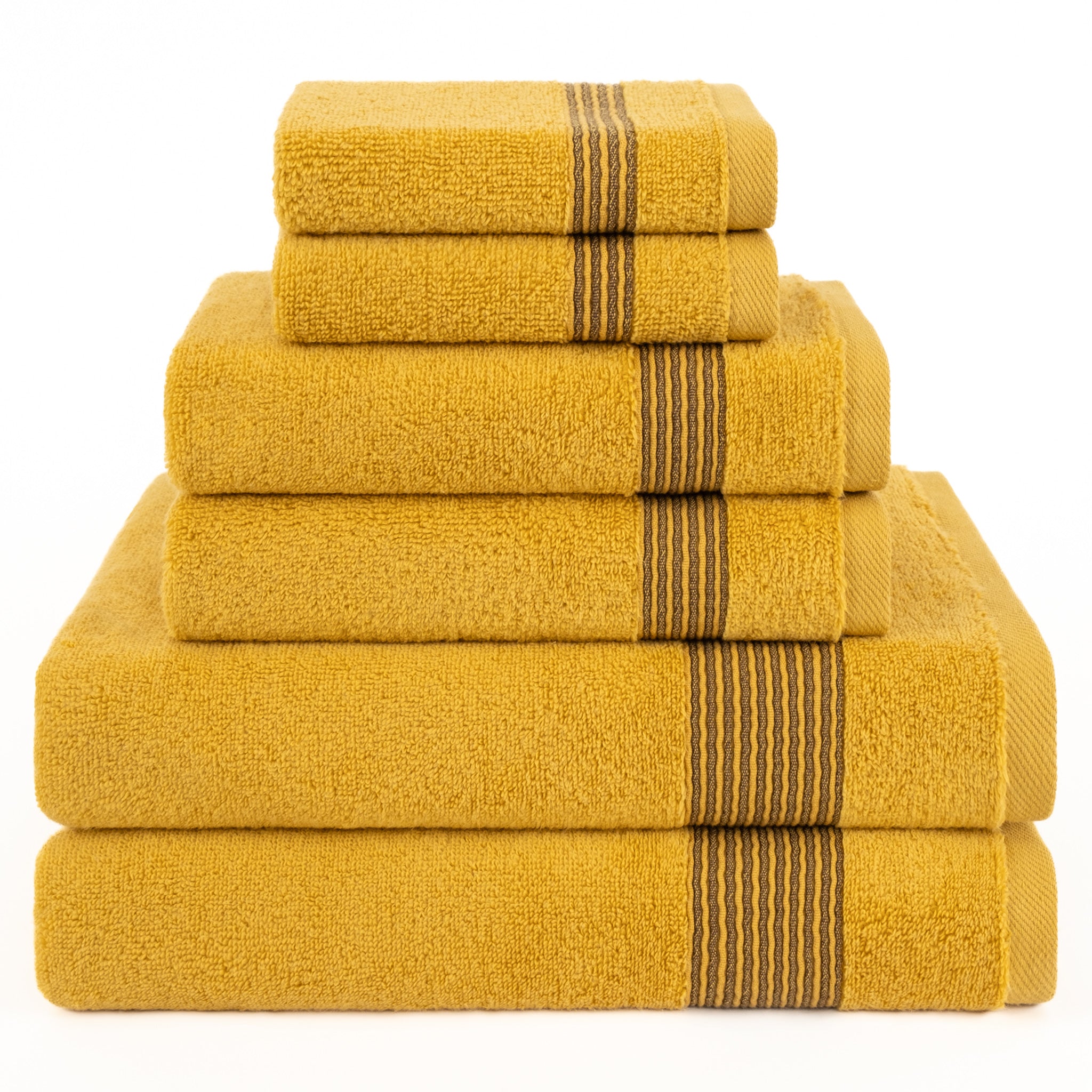 American-softlinen Pleated Collection 100% Combed Cotton Luxury 6 Piece Towel Set, Zero Twist Ultra Soft and Plush 460 GSM Towels for Bathroom