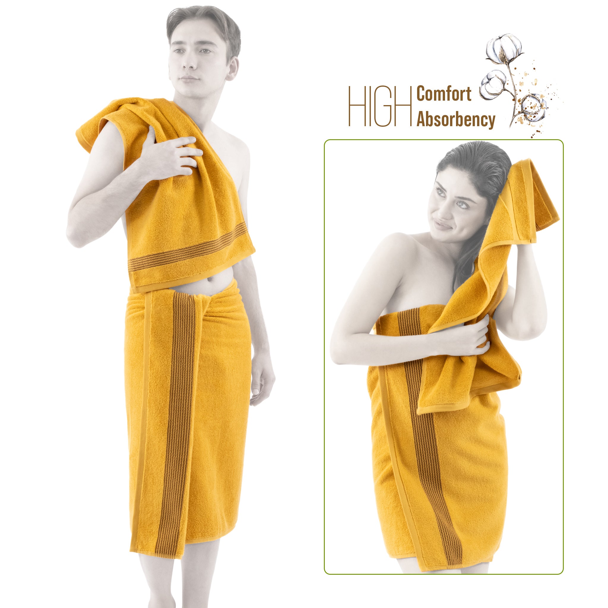 American-softlinen Pleated Collection 100% Combed Cotton Luxury 6 Piece Towel Set, Zero Twist Ultra Soft and Plush 460 GSM Towels for Bathroom