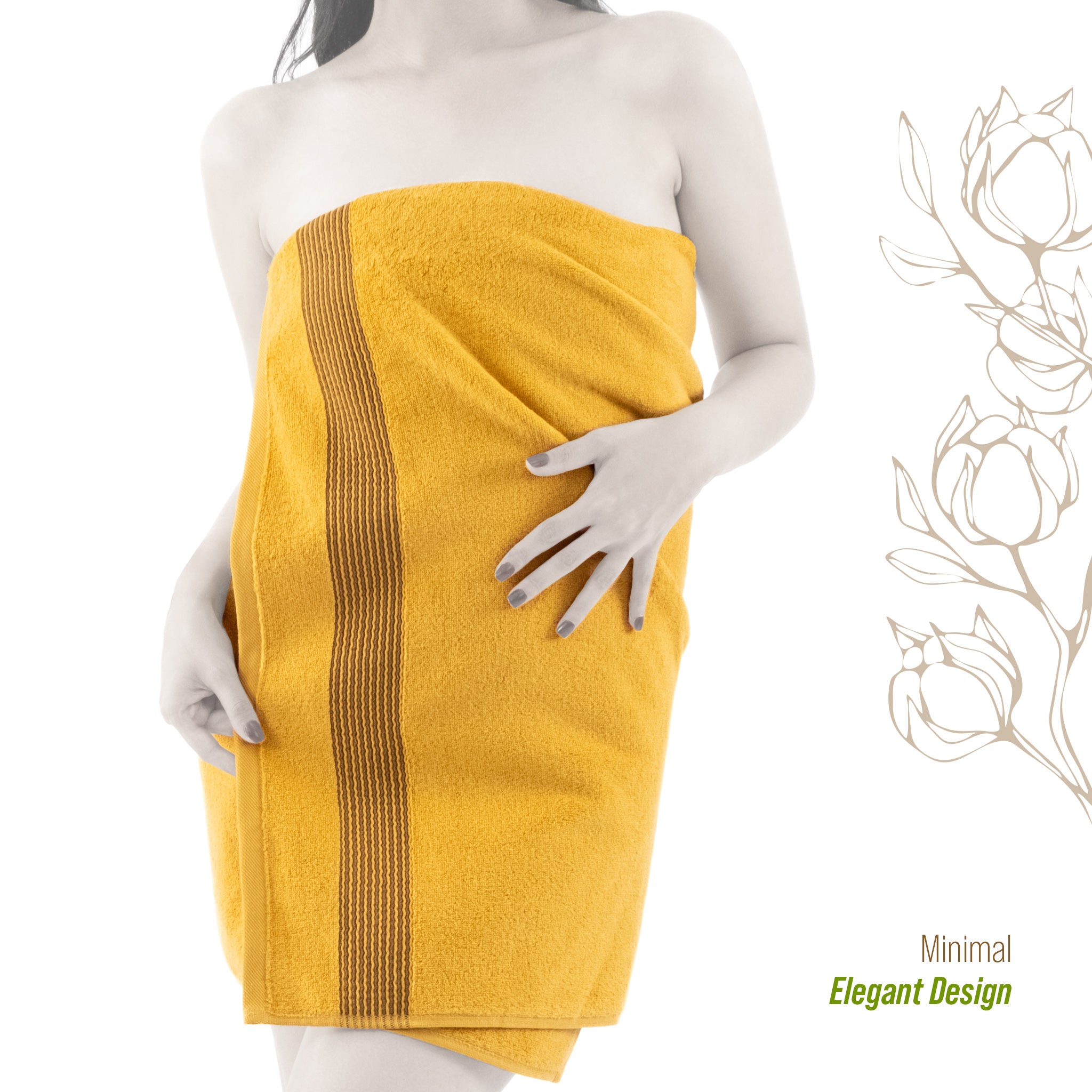 American-softlinen Pleated Collection 100% Combed Cotton Luxury 6 Piece Towel Set, Zero Twist Ultra Soft and Plush 460 GSM Towels for Bathroom