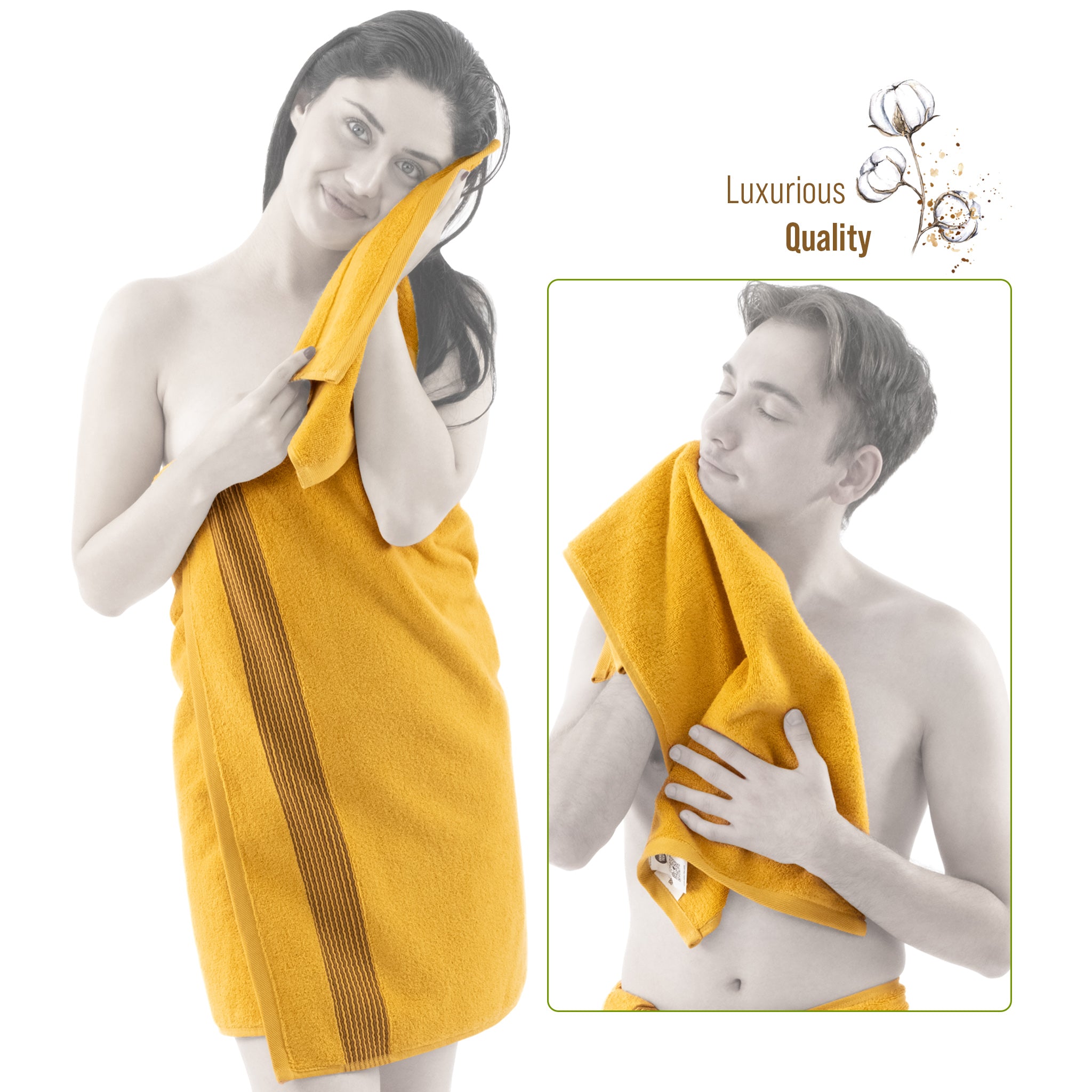 American-softlinen Pleated Collection 100% Combed Cotton Luxury 6 Piece Towel Set, Zero Twist Ultra Soft and Plush 460 GSM Towels for Bathroom