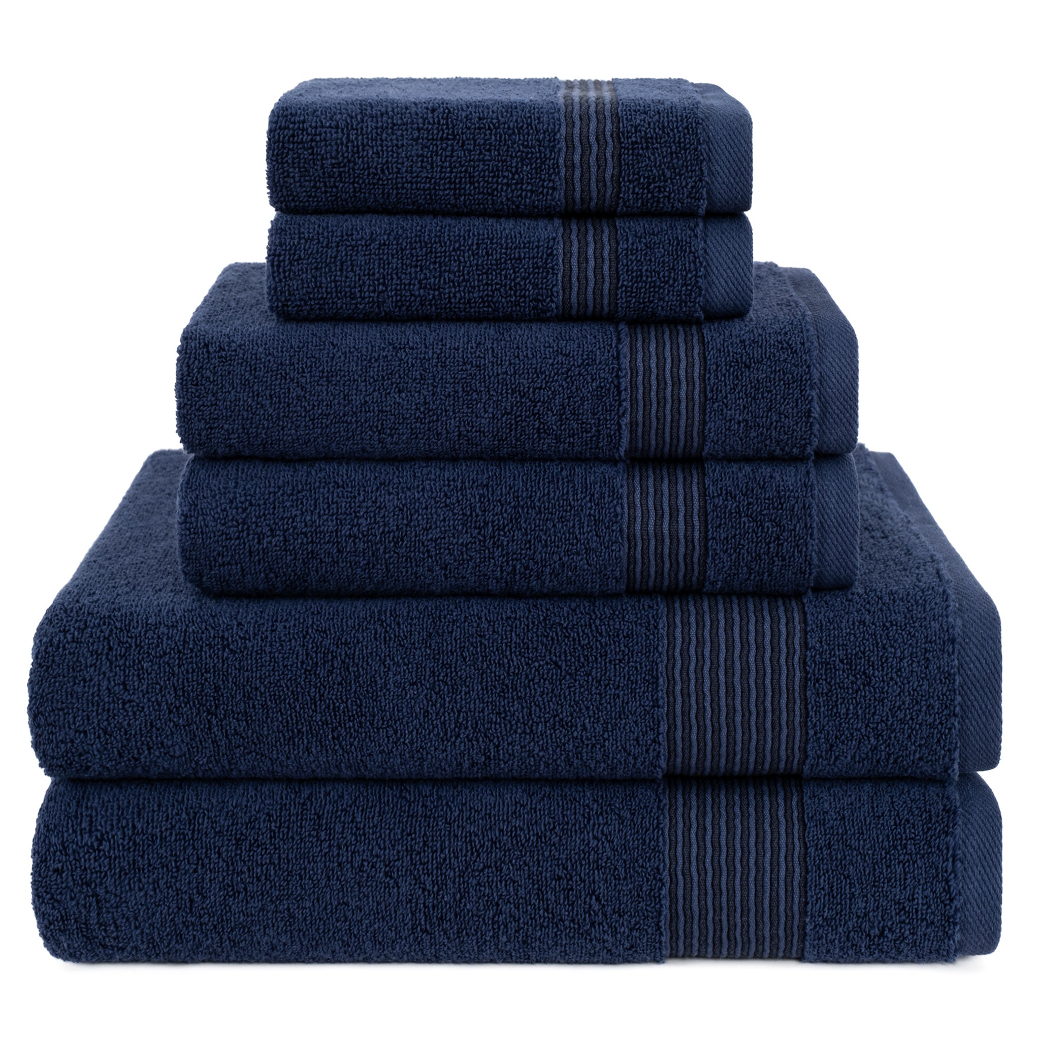 American-softlinen Pleated Collection 100% Combed Cotton Luxury 6 Piece Towel Set, Zero Twist Ultra Soft and Plush 460 GSM Towels for Bathroom