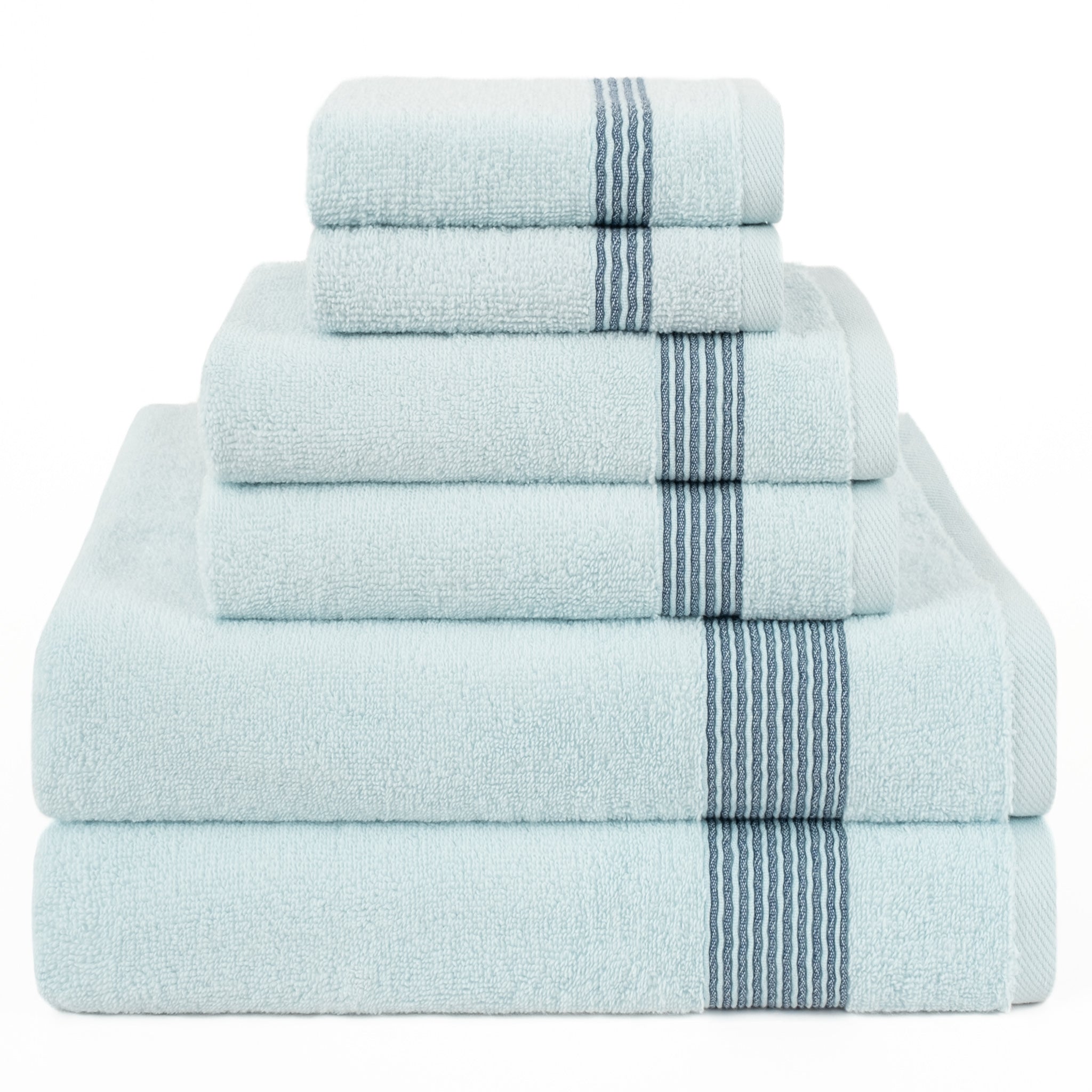 American-softlinen Pleated Collection 100% Combed Cotton Luxury 6 Piece Towel Set, Zero Twist Ultra Soft and Plush 460 GSM Towels for Bathroom