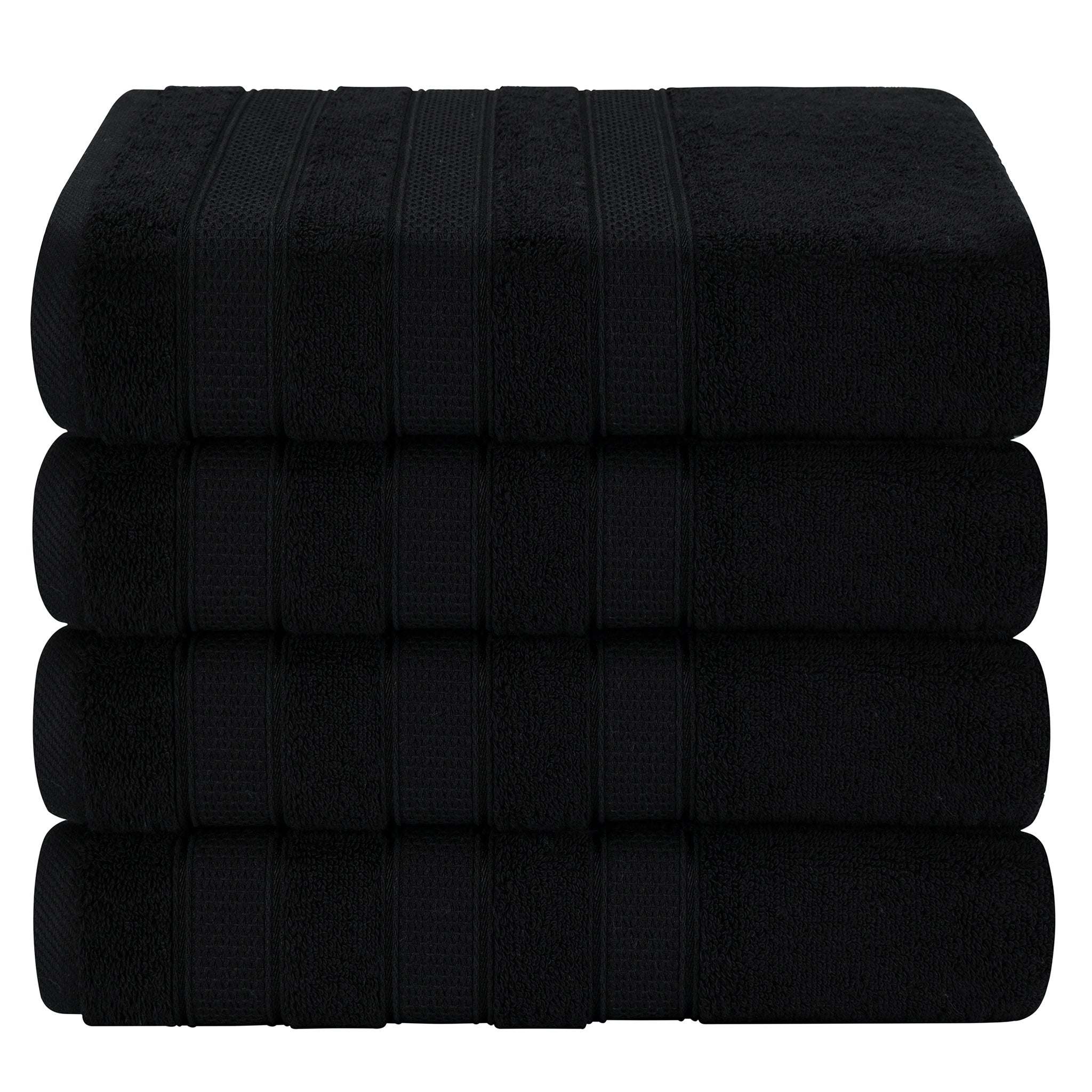 American-softlinen Salem 4-Piece Bath Towel Sets, 100% Cotton Luxury Turkish Towels, Super Soft Extra Large Bath Towels - Black 1