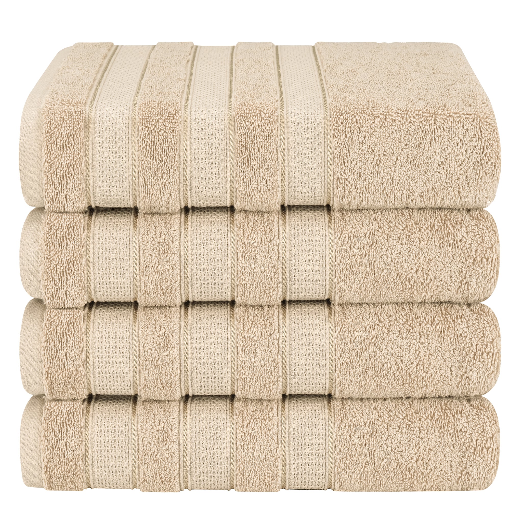 American-softlinen Salem 4-Piece Bath Towel Sets, 100% Cotton Luxury Turkish Towels, Super Soft Extra Large Bath Towels - Sand Taupe - Beige - 1