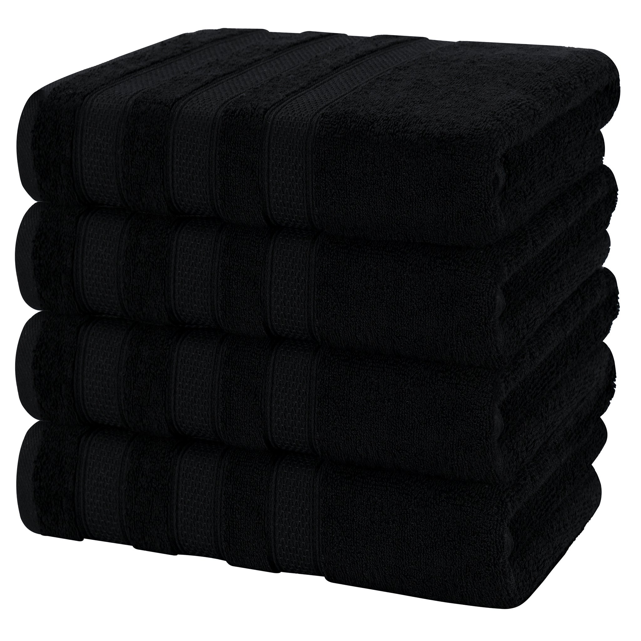 American-softlinen Salem 4-Piece Bath Towel Sets, 100% Cotton Luxury Turkish Towels, Super Soft Extra Large Bath Towels - Black 5