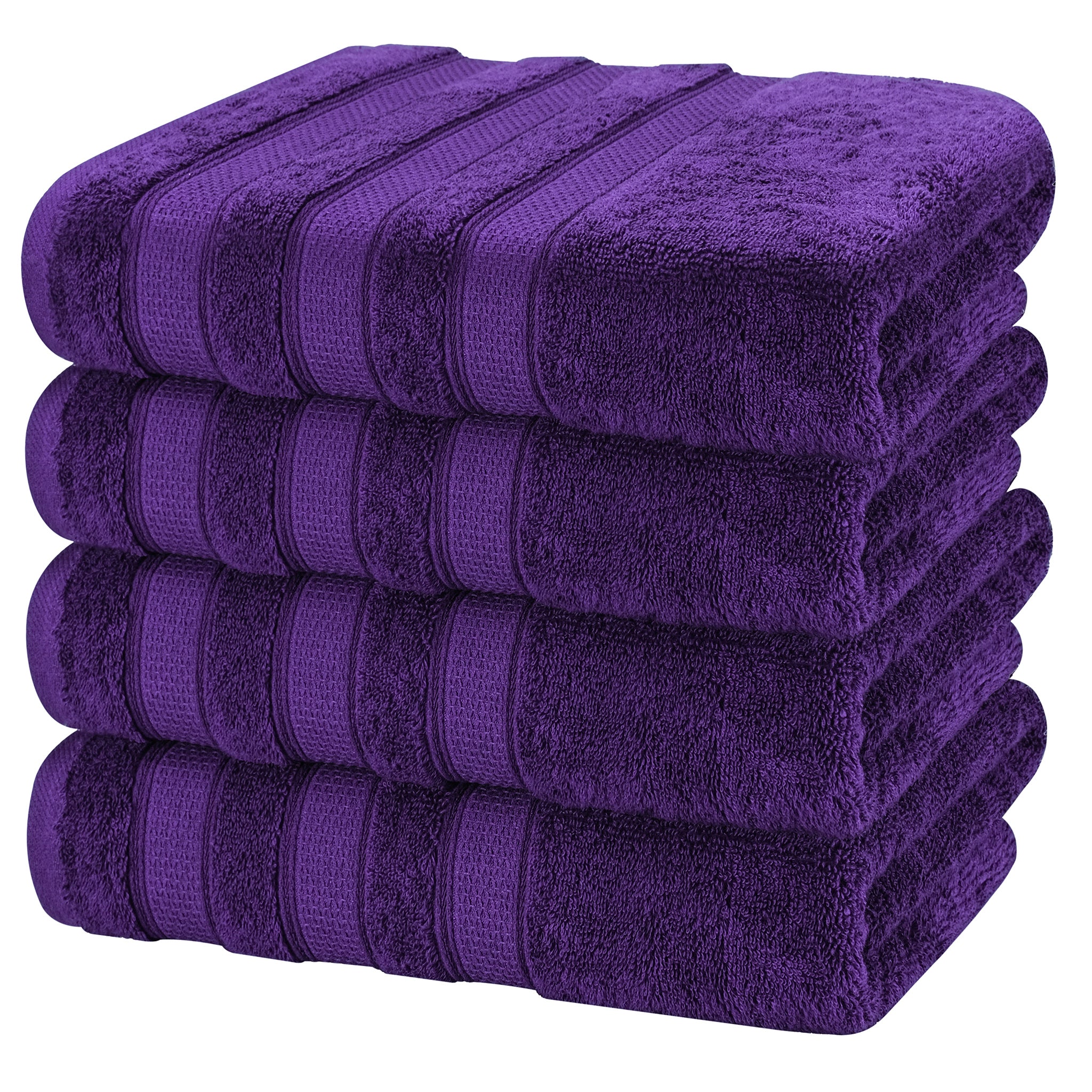 American-softlinen Salem 4-Piece Bath Towel Sets, 100% Cotton Luxury Turkish Towels, Super Soft Extra Large Bath Towels - Purple 5
