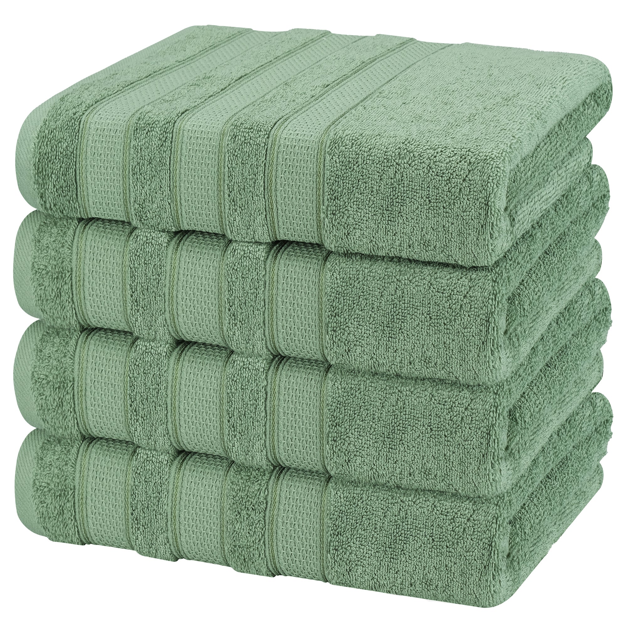 American-softlinen Salem 4-Piece Bath Towel Sets, 100% Cotton Luxury Turkish Towels, Super Soft Extra Large Bath Towels - Sage Green 5