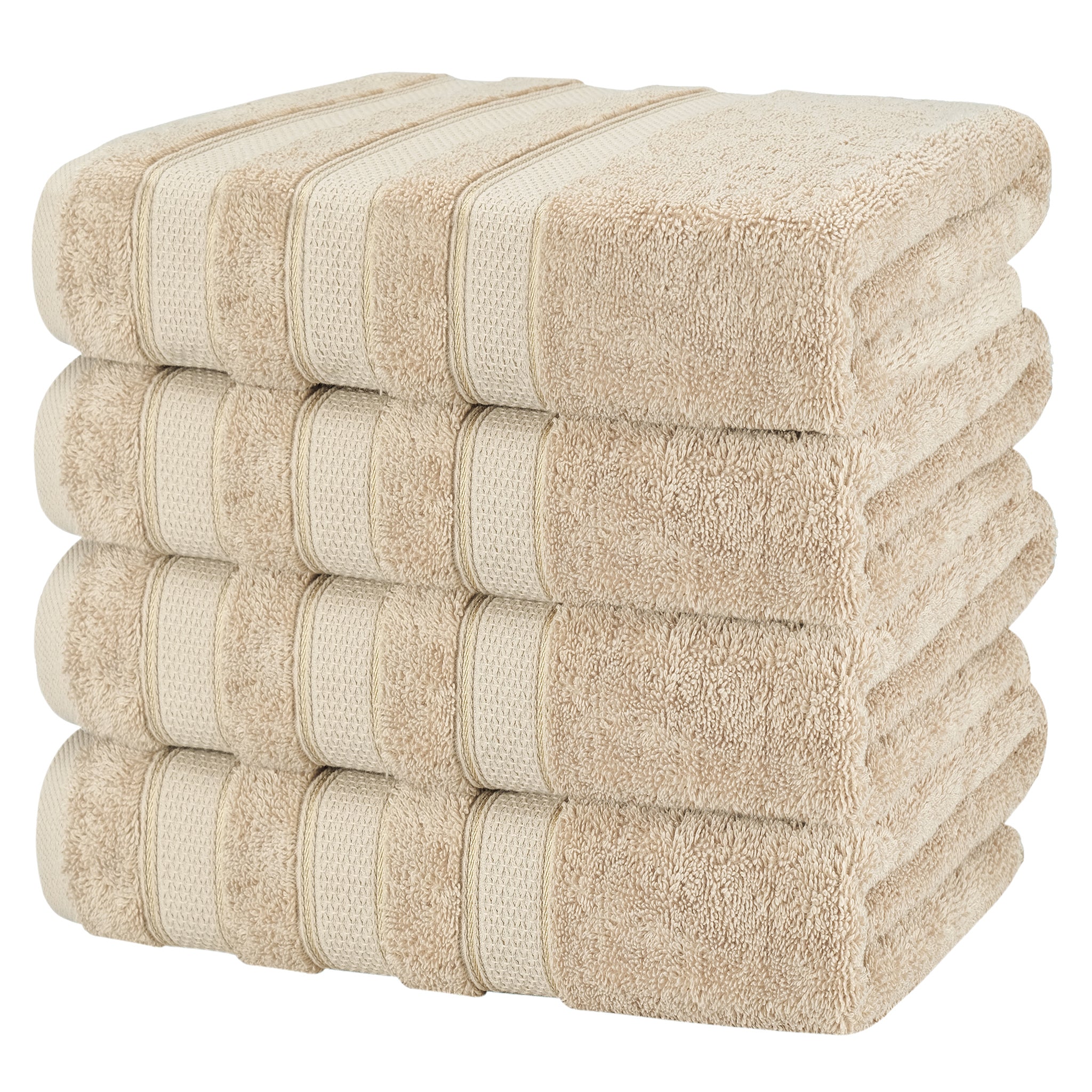 American-softlinen Salem 4-Piece Bath Towel Sets, 100% Cotton Luxury Turkish Towels, Super Soft Extra Large Bath Towels - Sand Taupe - Beige - 5