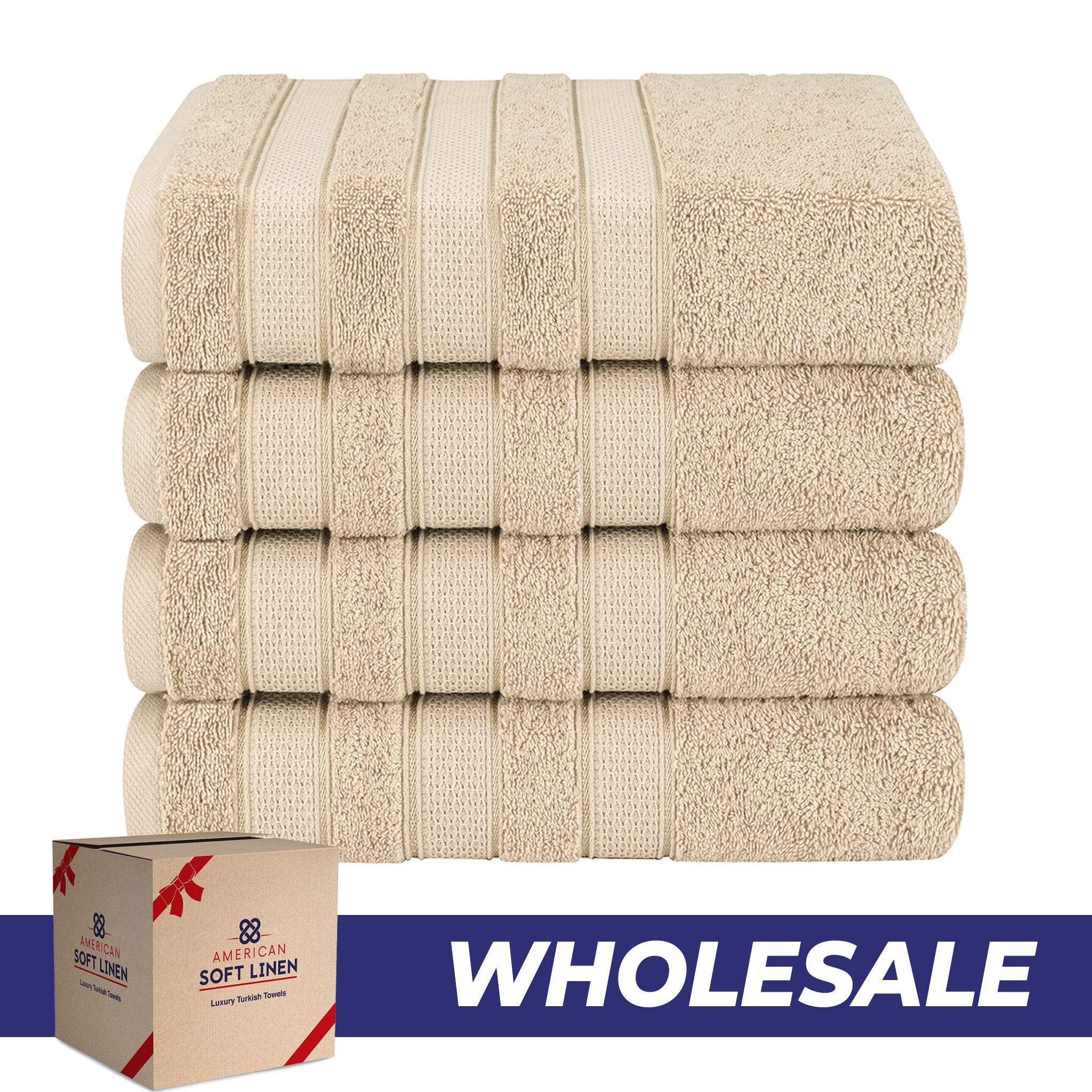 American-softlinen Salem 4-Pack Bath Towel Sets, 100% Cotton Luxury Turkish Towels, Super Soft, Absorbent, Premium Wholesale Bath Towels - Beige 0