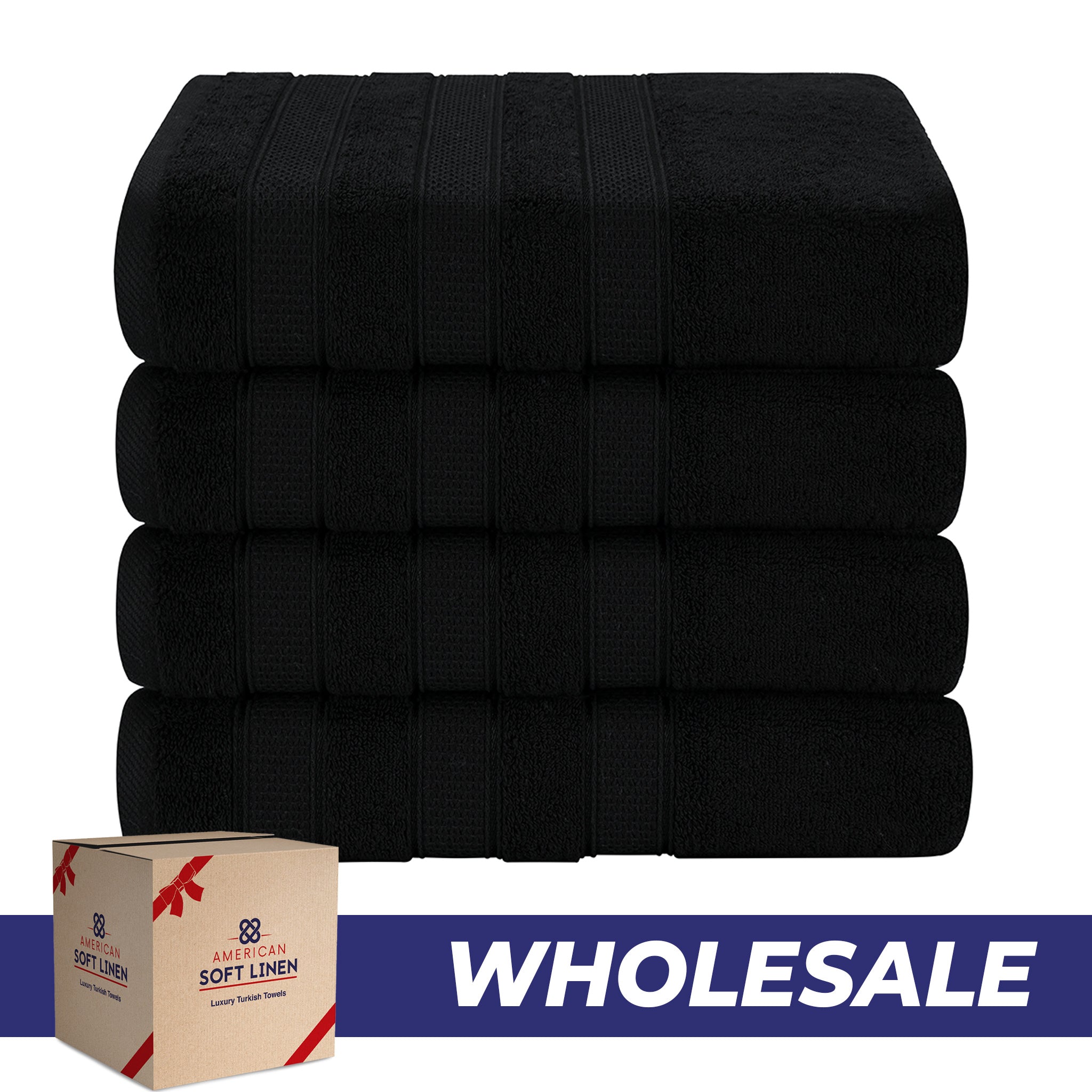 American-softlinen Salem 4-Pack Bath Towel Sets, 100% Cotton Luxury Turkish Towels, Super Soft, Absorbent, Premium Wholesale Bath Towels - Black 0