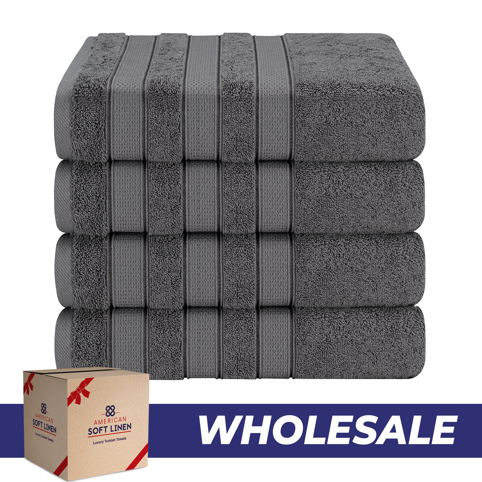 American-softlinen Salem 4-Pack Bath Towel Sets, 100% Cotton Luxury Turkish Towels, Super Soft, Absorbent, Premium Wholesale Bath Towels - Gray 0
