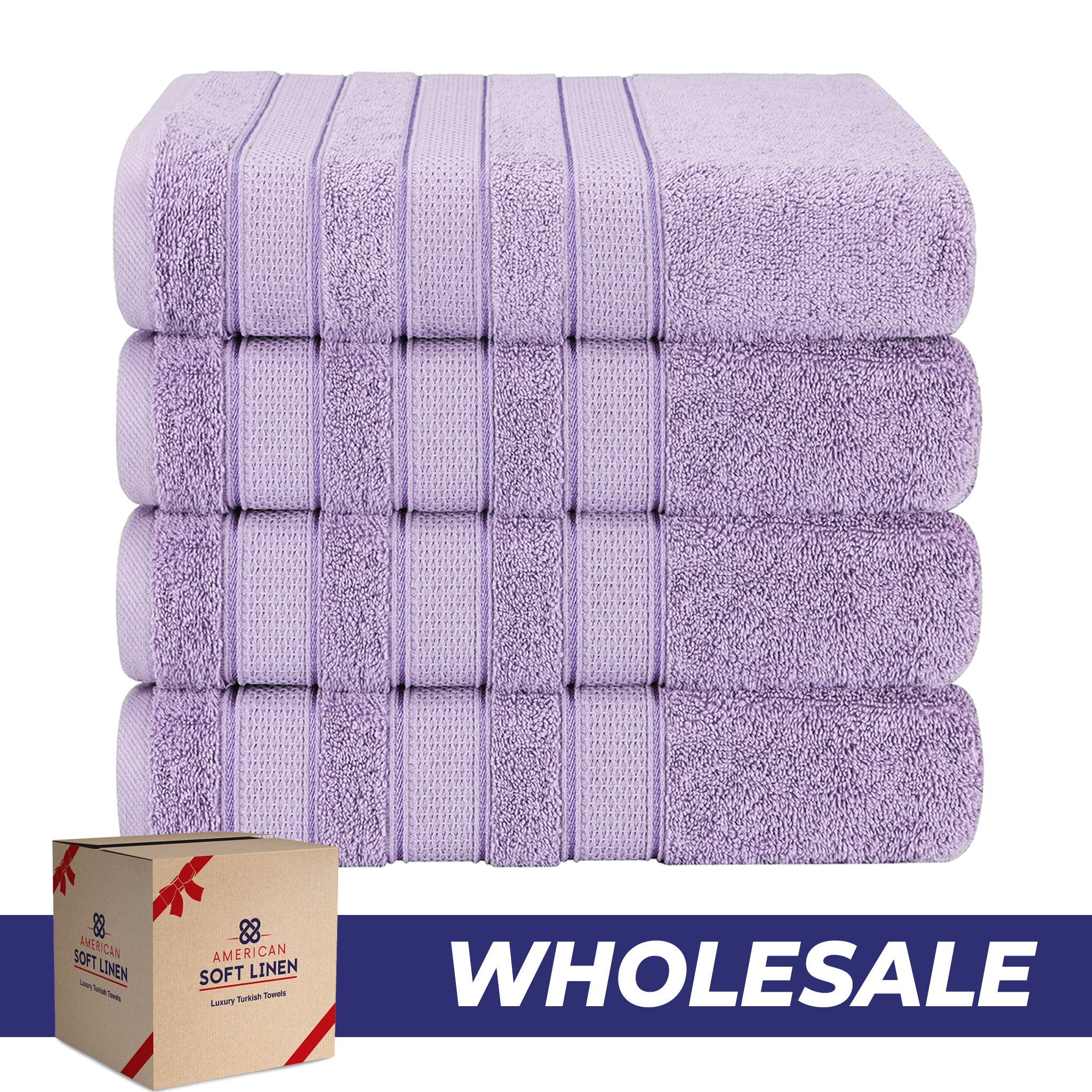 American-softlinen Salem 4-Pack Bath Towel Sets, 100% Cotton Luxury Turkish Towels, Super Soft, Absorbent, Premium Wholesale Bath Towels - Lilac 0